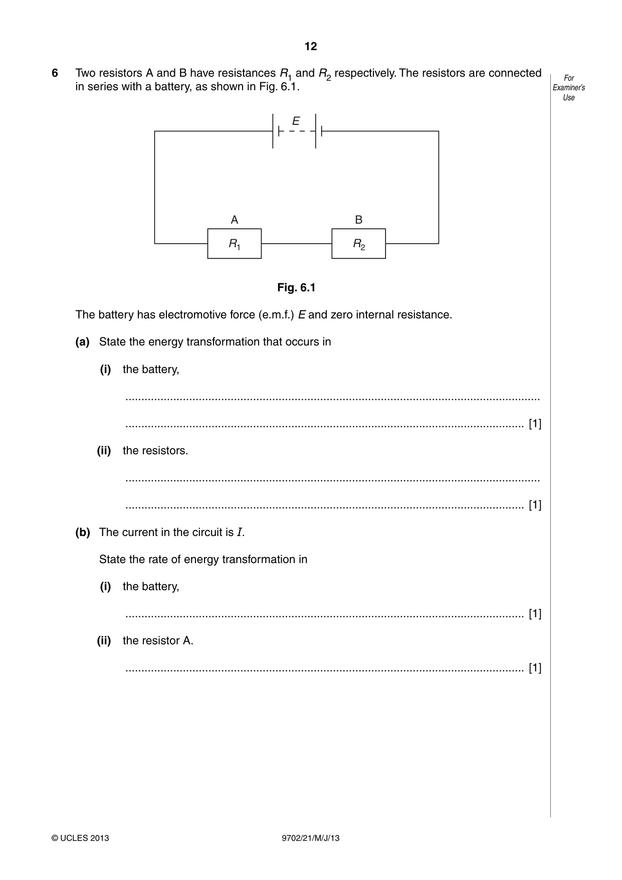 Cambridge A Level Physics 9702 2013 May/June Paper 2 · Variant 1 question paper, page 12 of 16