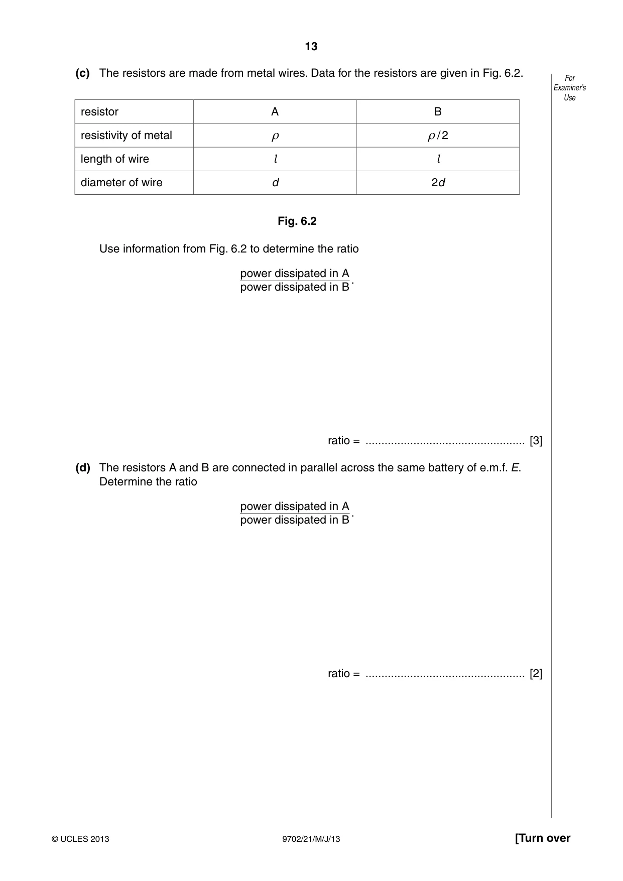 Cambridge A Level Physics 9702 2013 May/June Paper 2 · Variant 1 question paper, page 13 of 16