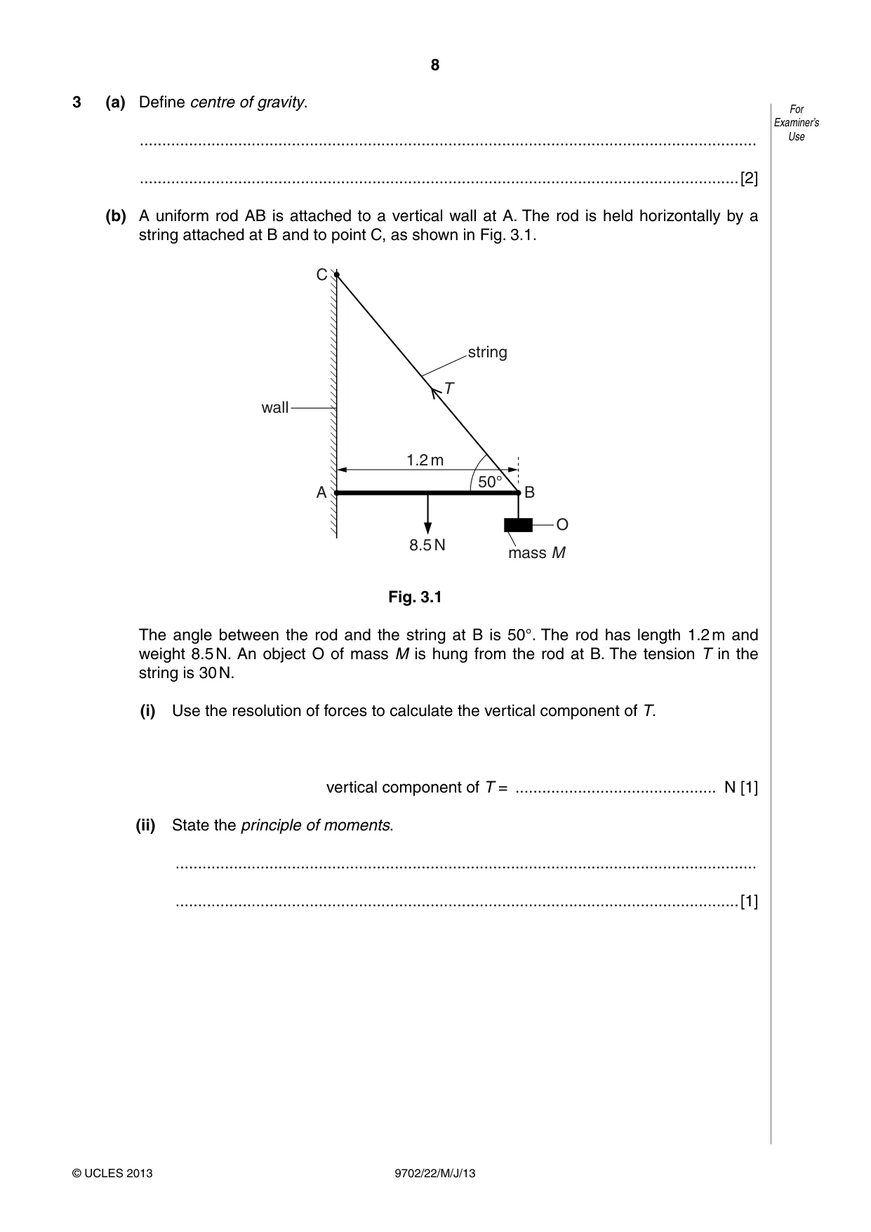 Cambridge A Level Physics 9702 2013 May/June Paper 2 · Variant 2 question paper, page 8 of 16