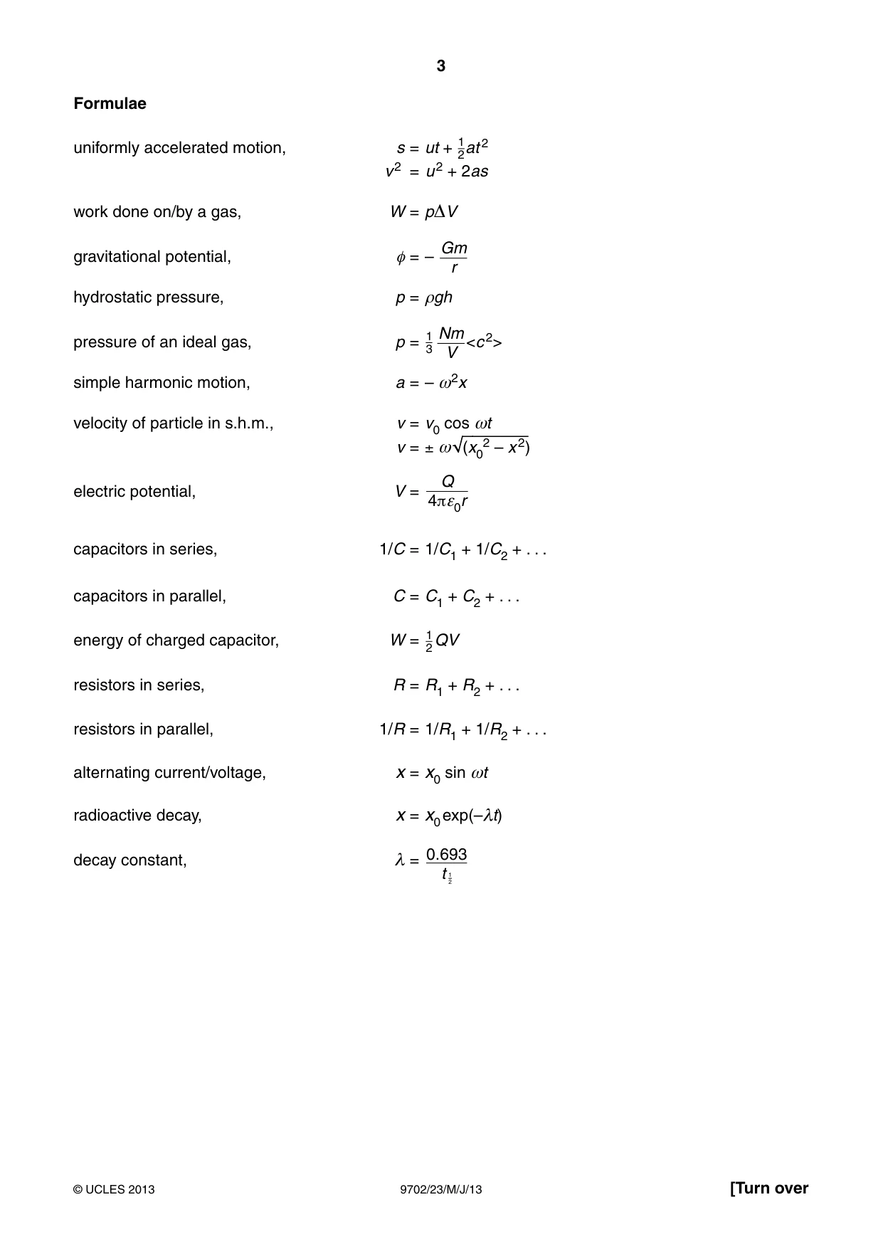 Cambridge A Level Physics 9702 2013 May/June Paper 2 · Variant 3 question paper, page 3 of 16