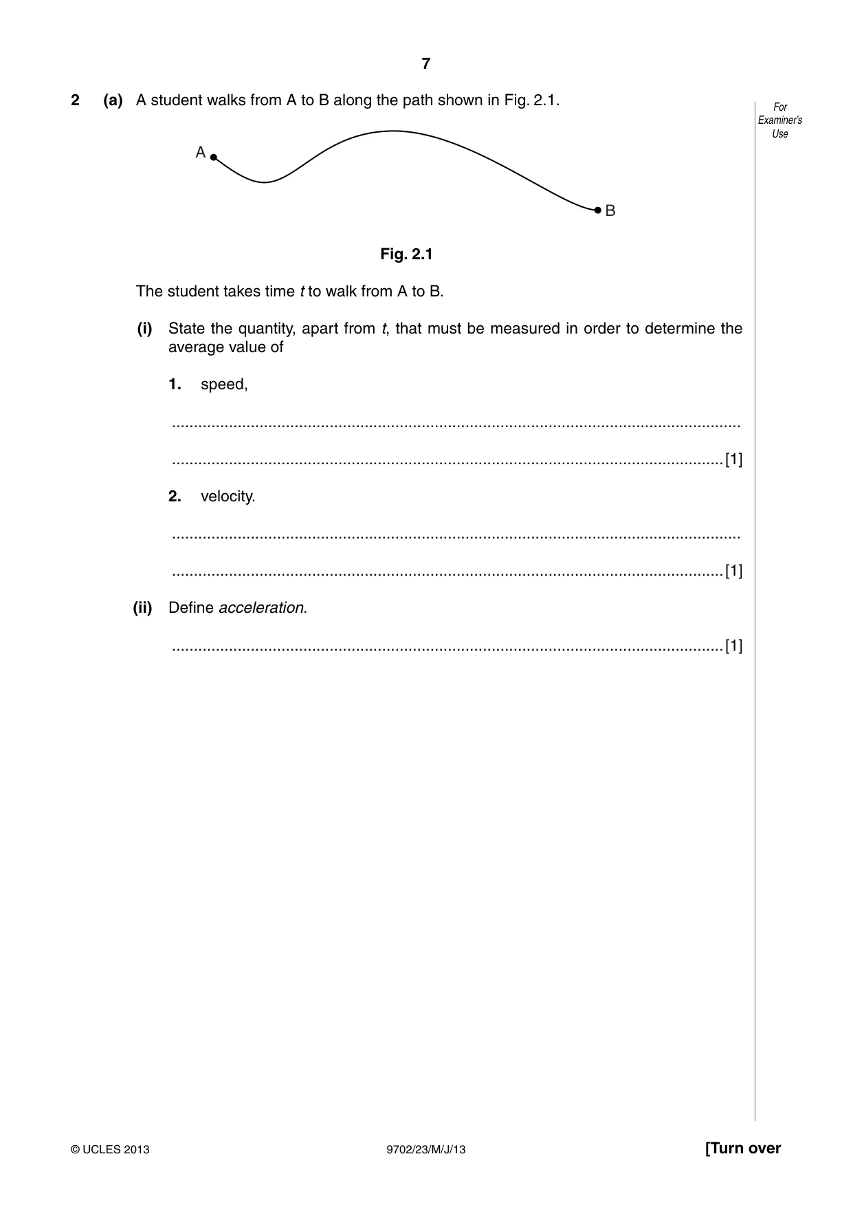 Cambridge A Level Physics 9702 2013 May/June Paper 2 · Variant 3 question paper, page 7 of 16