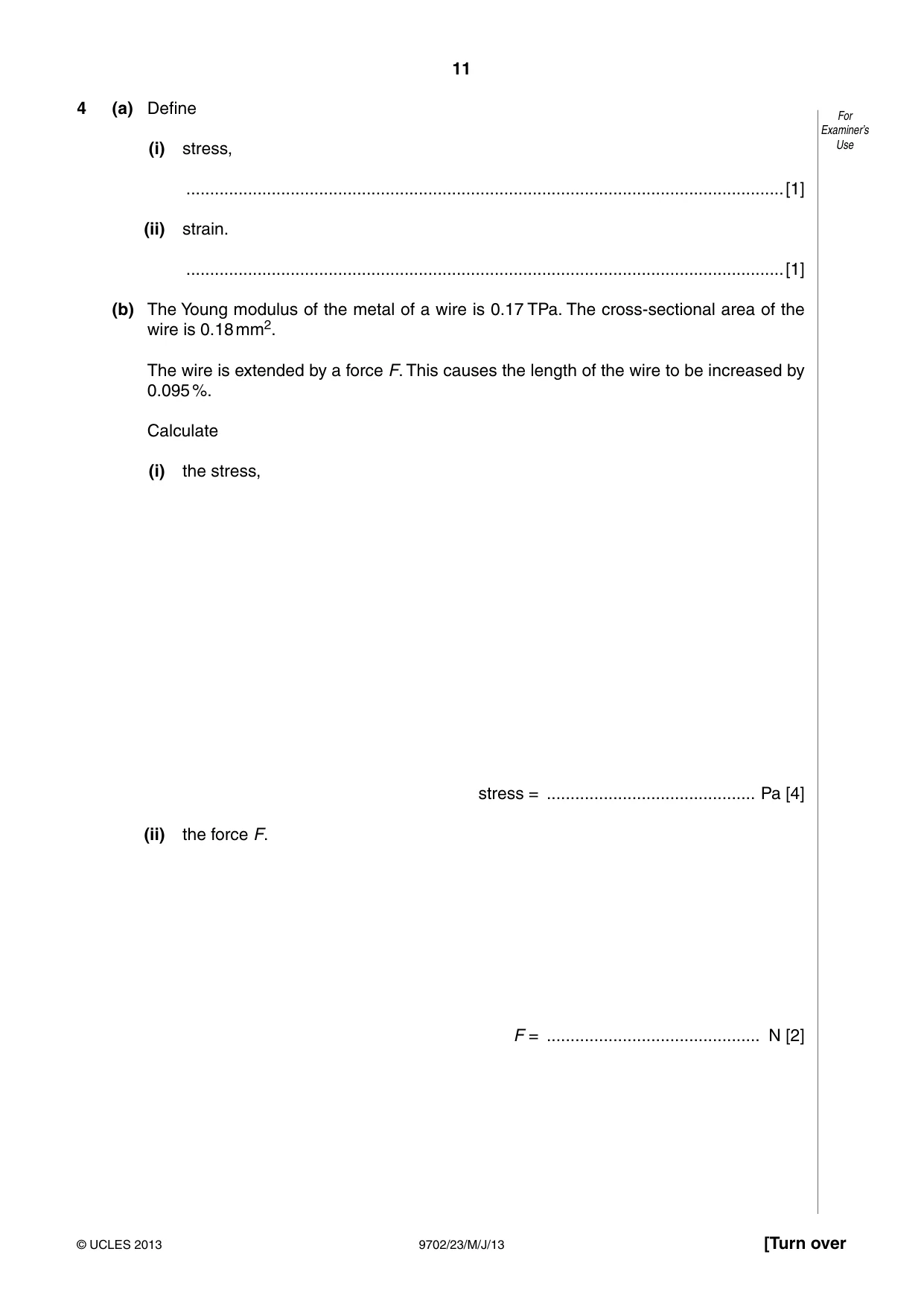 Cambridge A Level Physics 9702 2013 May/June Paper 2 · Variant 3 question paper, page 11 of 16