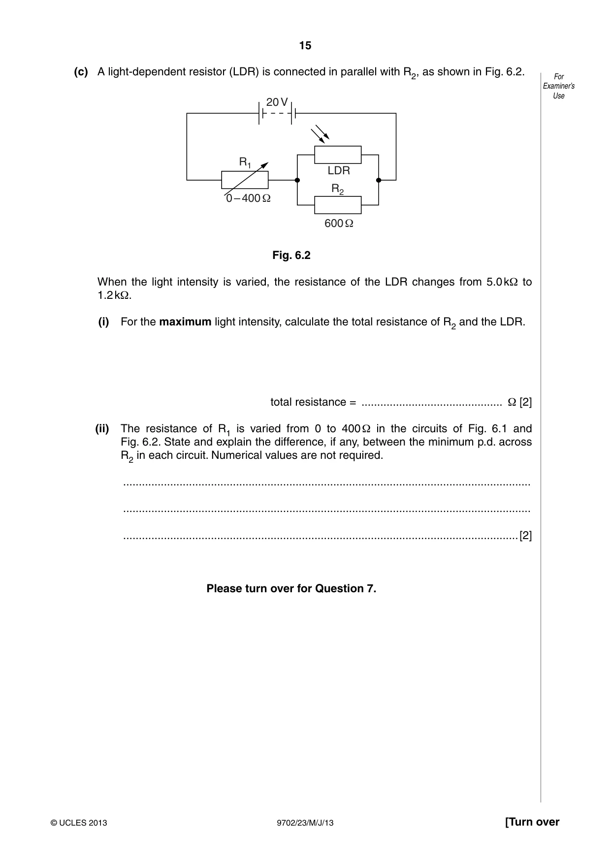 Cambridge A Level Physics 9702 2013 May/June Paper 2 · Variant 3 question paper, page 15 of 16
