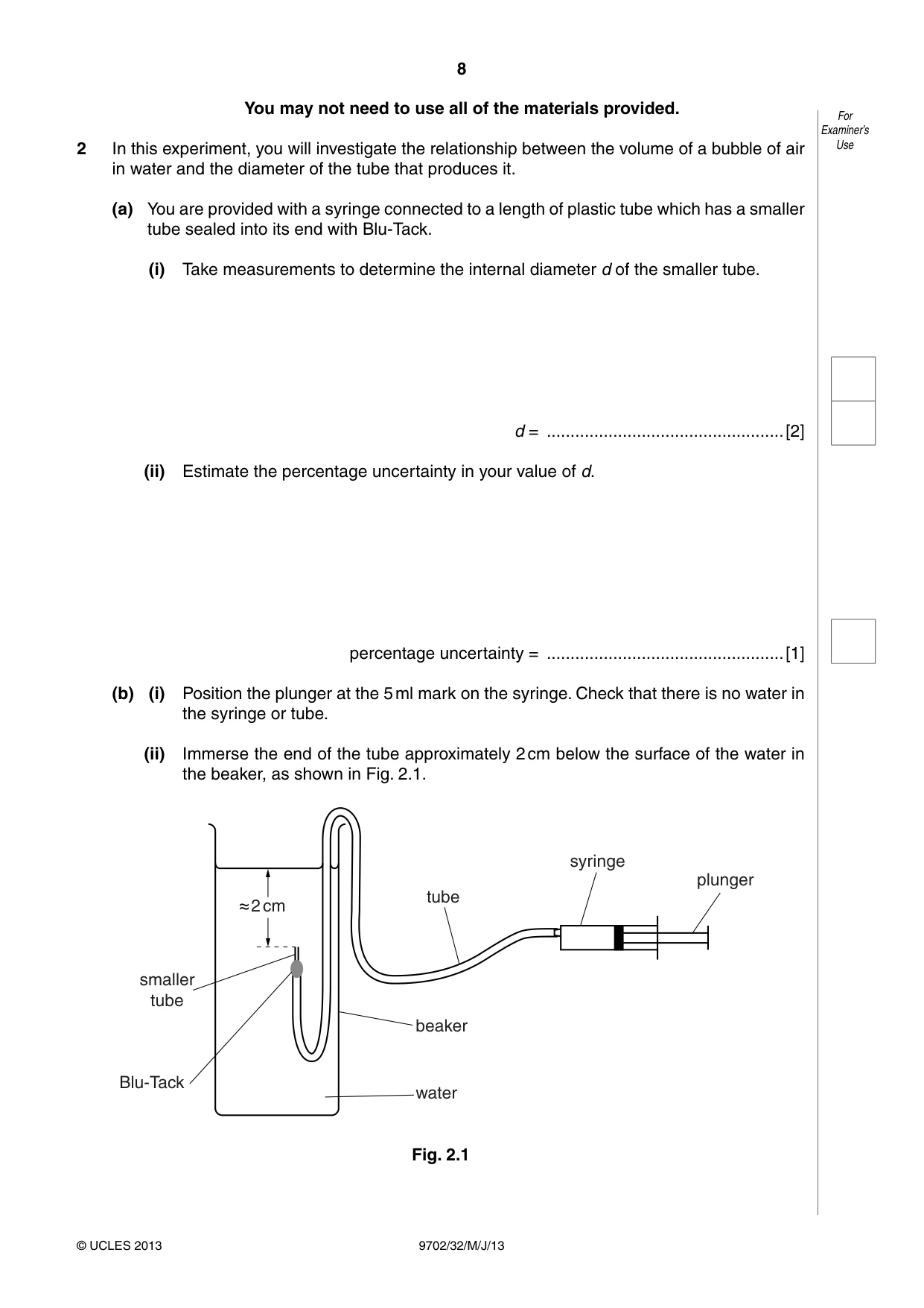 Cambridge A Level Physics 9702 2013 May/June Paper 3 · Variant 2 question paper, page 8 of 12