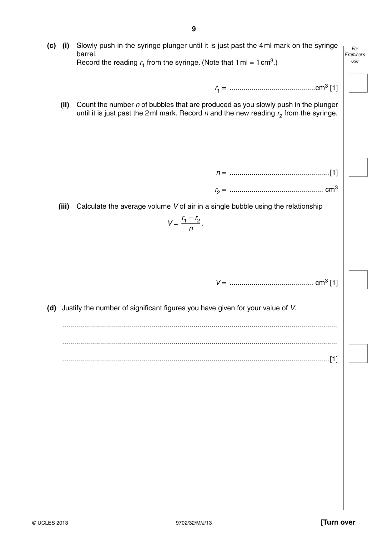 Cambridge A Level Physics 9702 2013 May/June Paper 3 · Variant 2 question paper, page 9 of 12