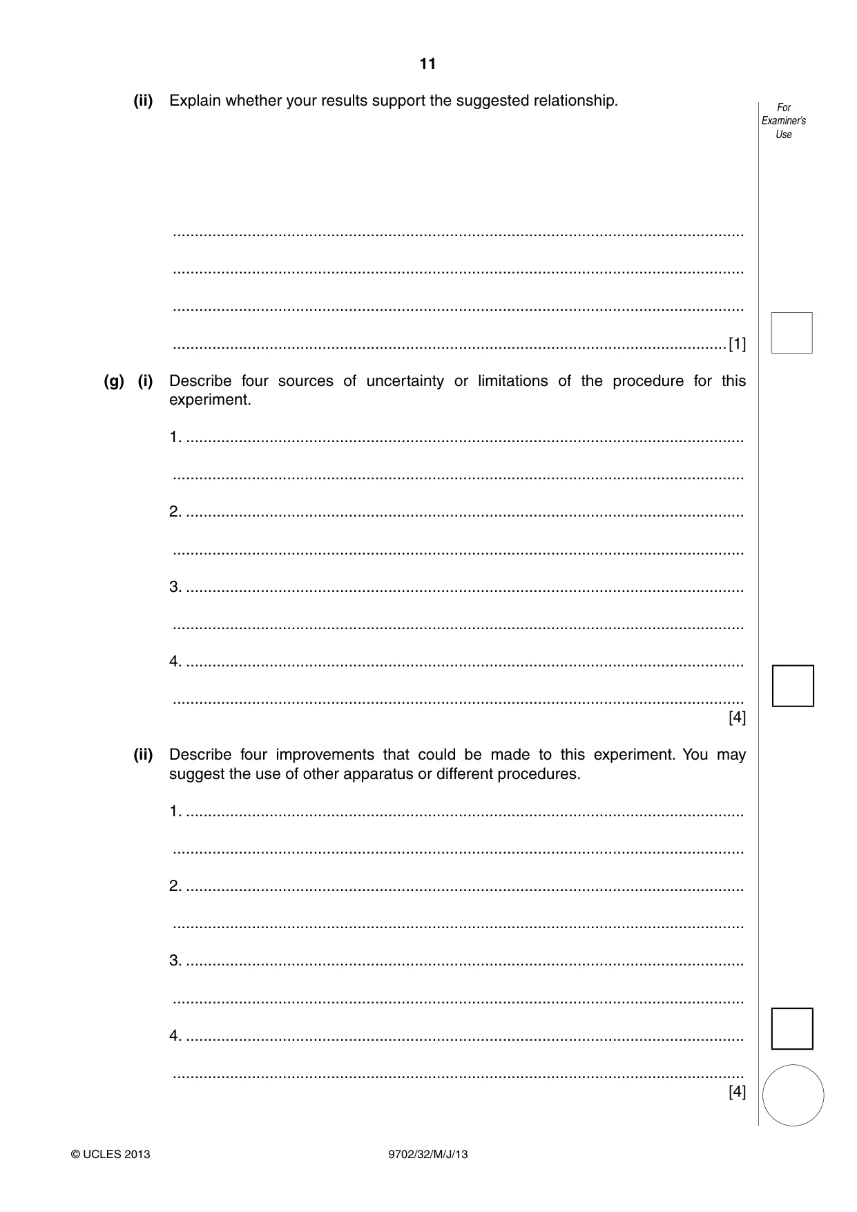 Cambridge A Level Physics 9702 2013 May/June Paper 3 · Variant 2 question paper, page 11 of 12