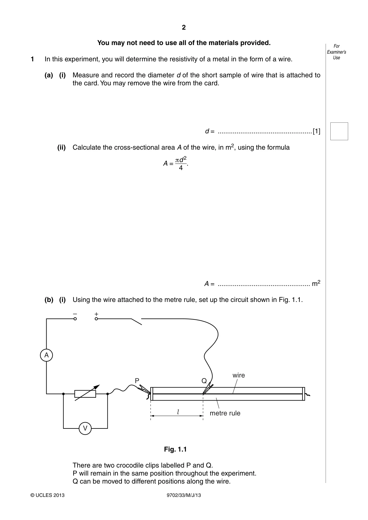 Cambridge A Level Physics 9702 2013 May/June Paper 3 · Variant 3 question paper, page 2 of 12