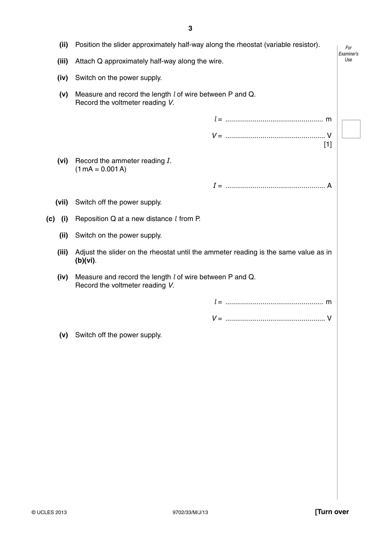 Cambridge A Level Physics 9702 2013 May/June Paper 3 · Variant 3 question paper, page 3 of 12