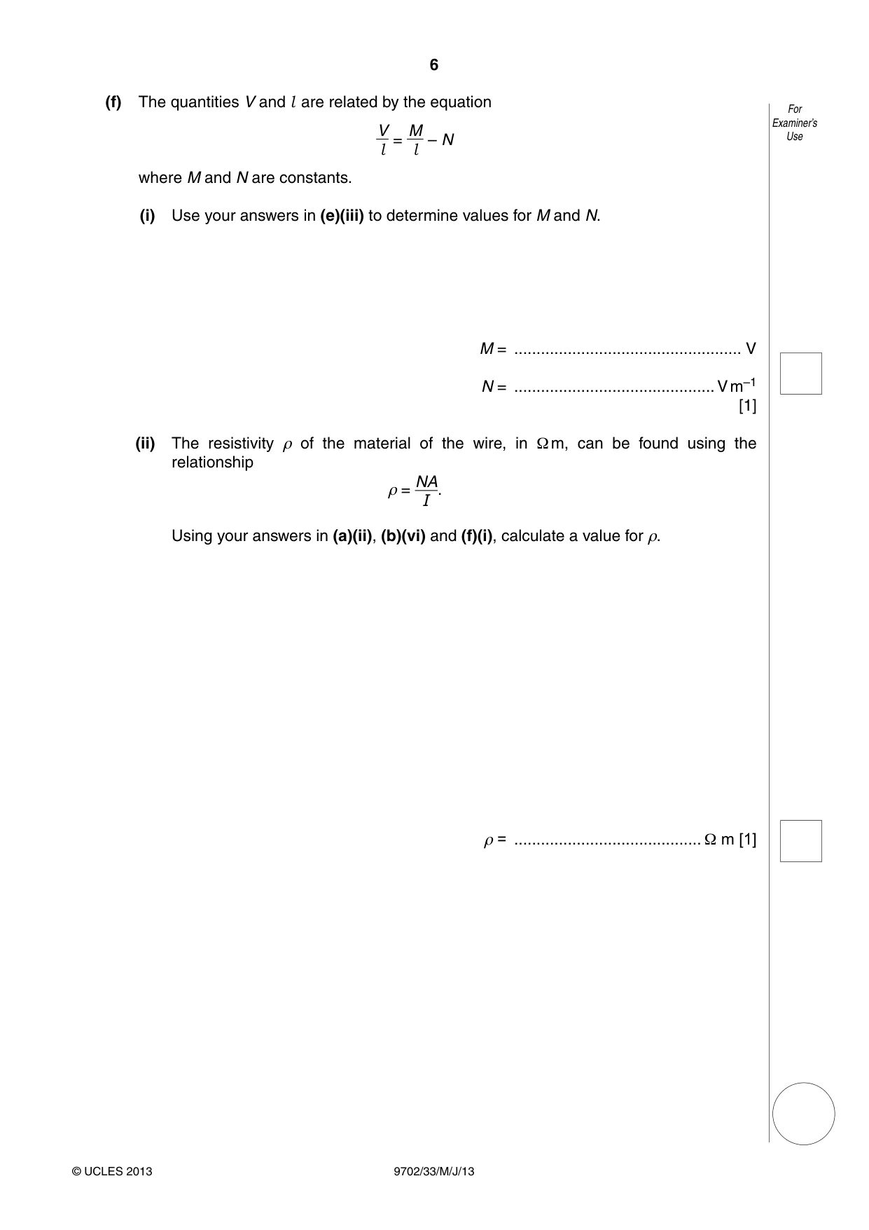 Cambridge A Level Physics 9702 2013 May/June Paper 3 · Variant 3 question paper, page 6 of 12