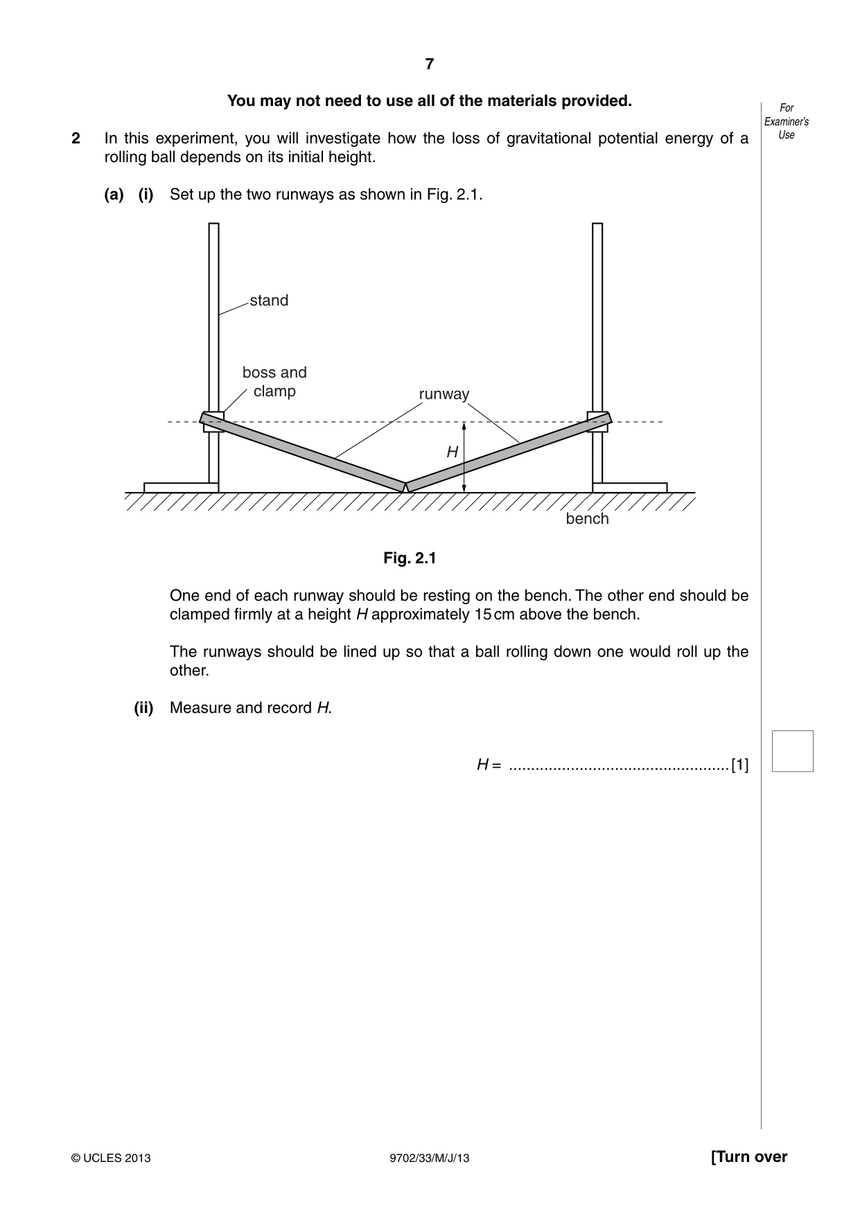 Cambridge A Level Physics 9702 2013 May/June Paper 3 · Variant 3 question paper, page 7 of 12