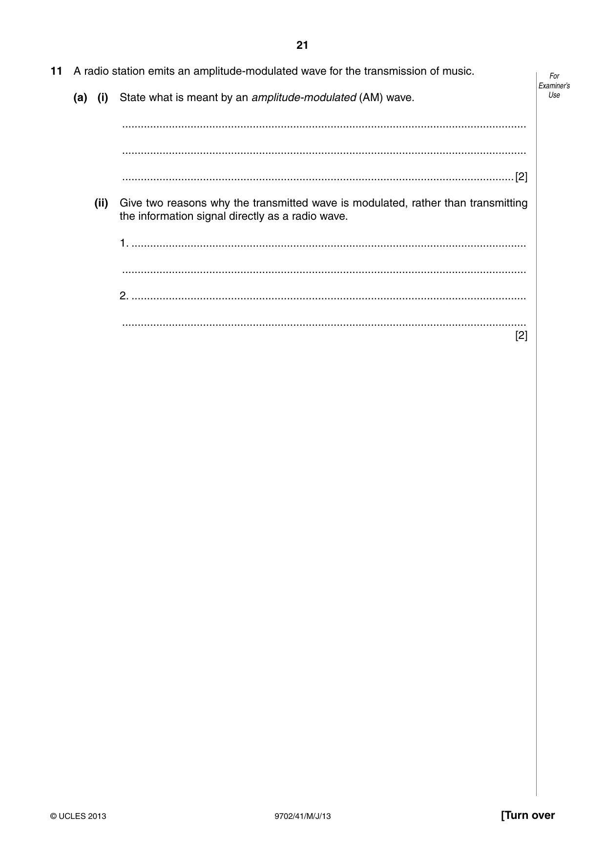 Cambridge A Level Physics 9702 2013 May/June Paper 4 · Variant 1 question paper, page 21 of 24