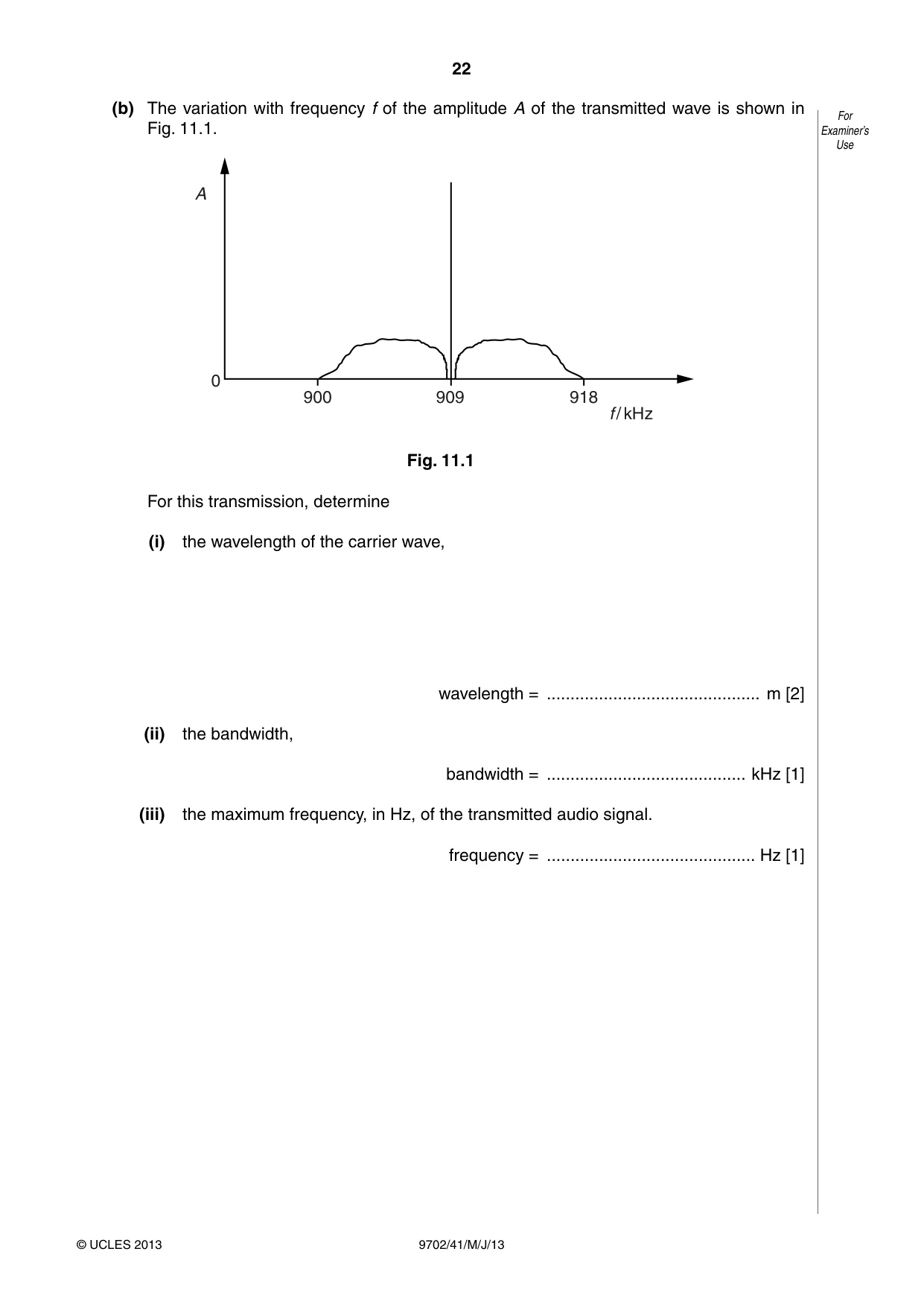 Cambridge A Level Physics 9702 2013 May/June Paper 4 · Variant 1 question paper, page 22 of 24