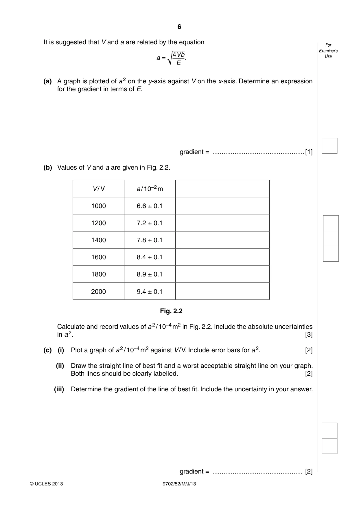 Cambridge A Level Physics 9702 2013 May/June Paper 5 · Variant 2 question paper, page 6 of 8