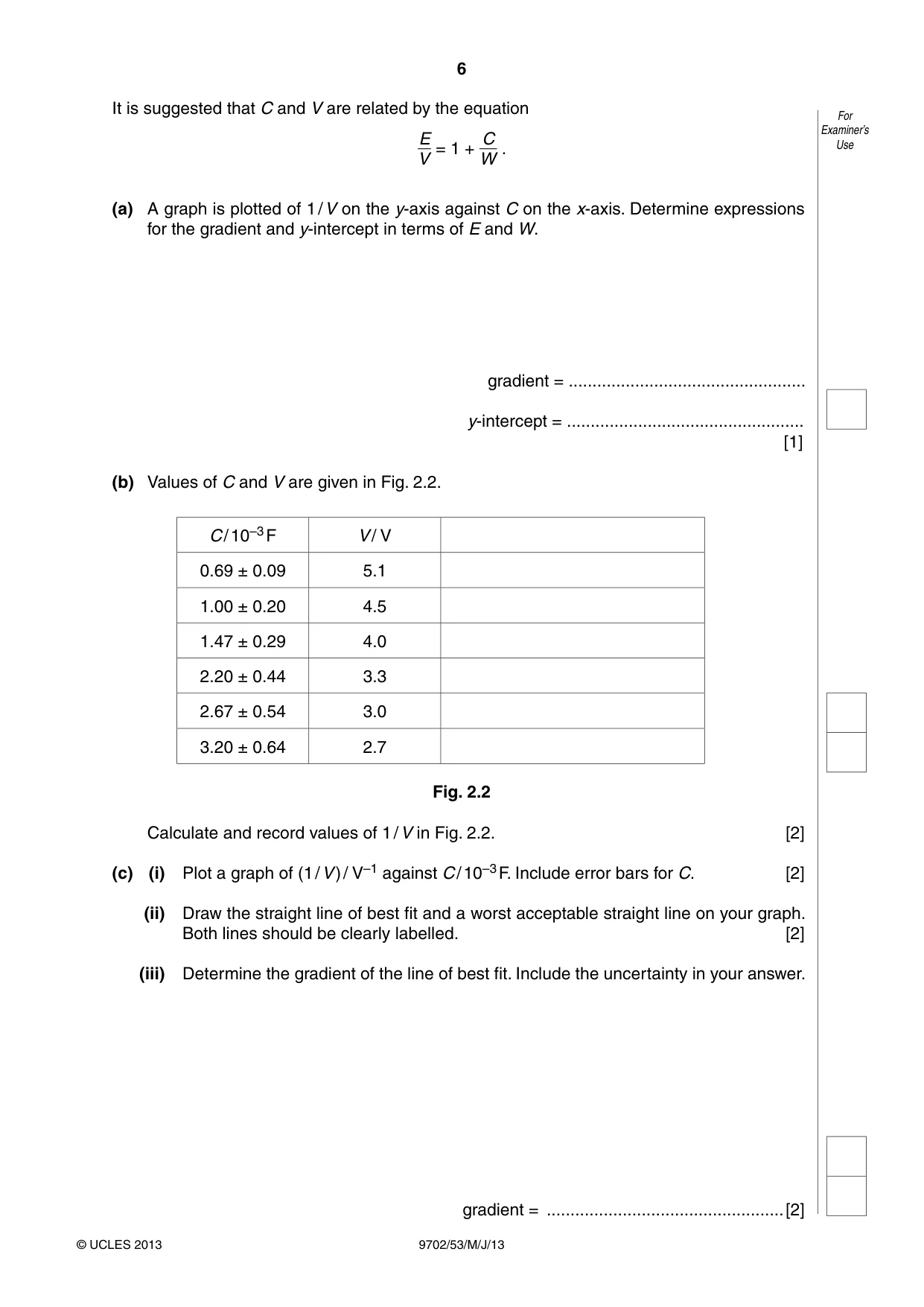 Cambridge A Level Physics 9702 2013 May/June Paper 5 · Variant 3 question paper, page 6 of 8