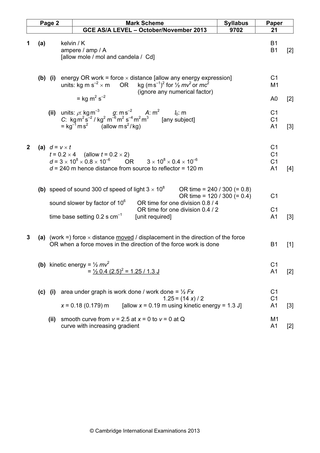 Mark scheme, page 2 of 4
