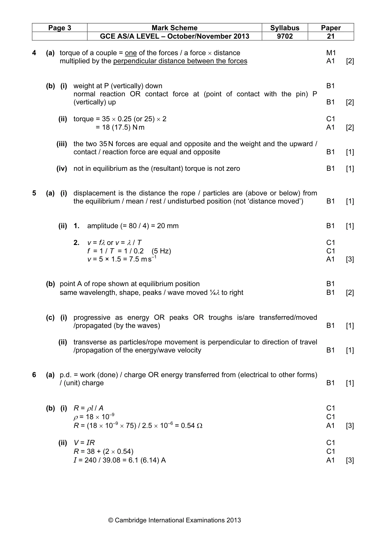 Mark scheme, page 3 of 4