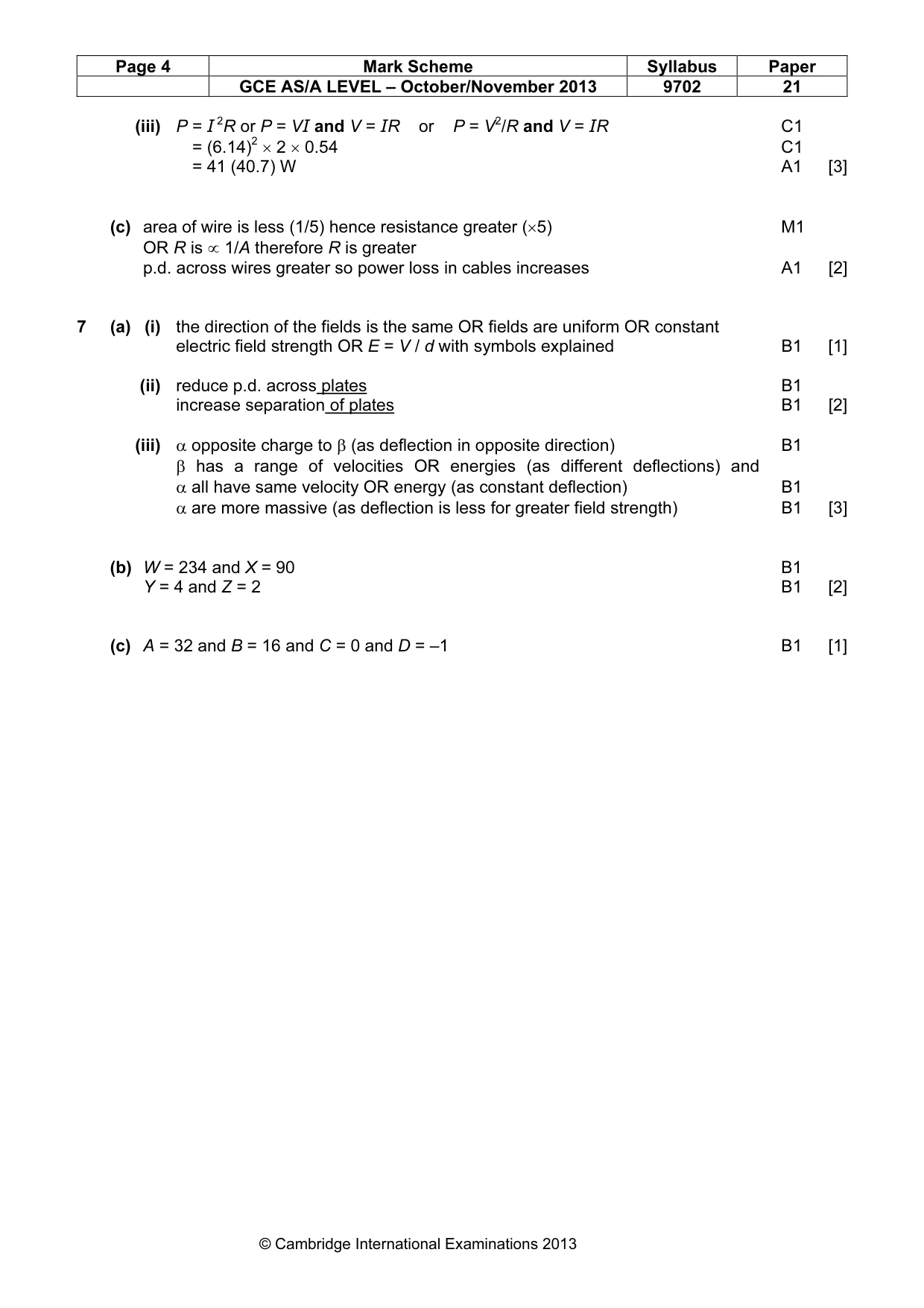 Mark scheme, page 4 of 4
