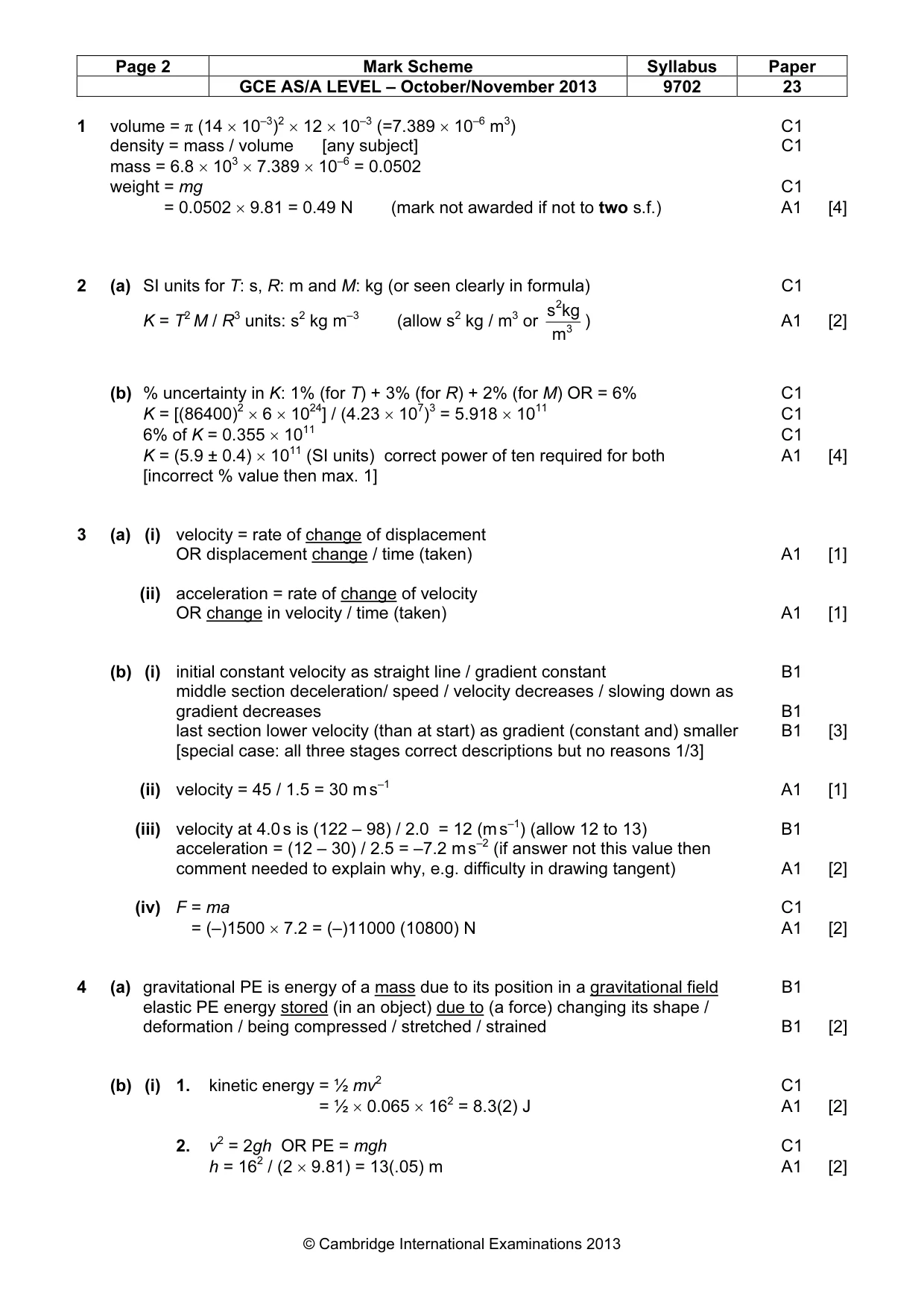 Mark scheme, page 2 of 4