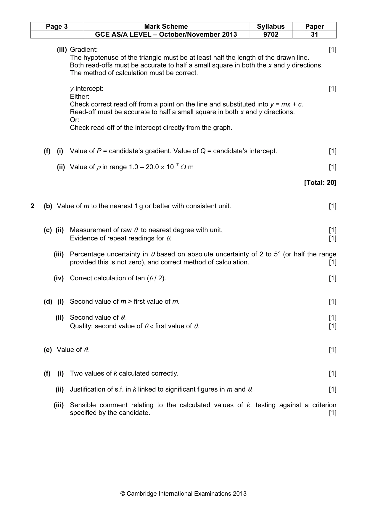 Mark scheme, page 3 of 4