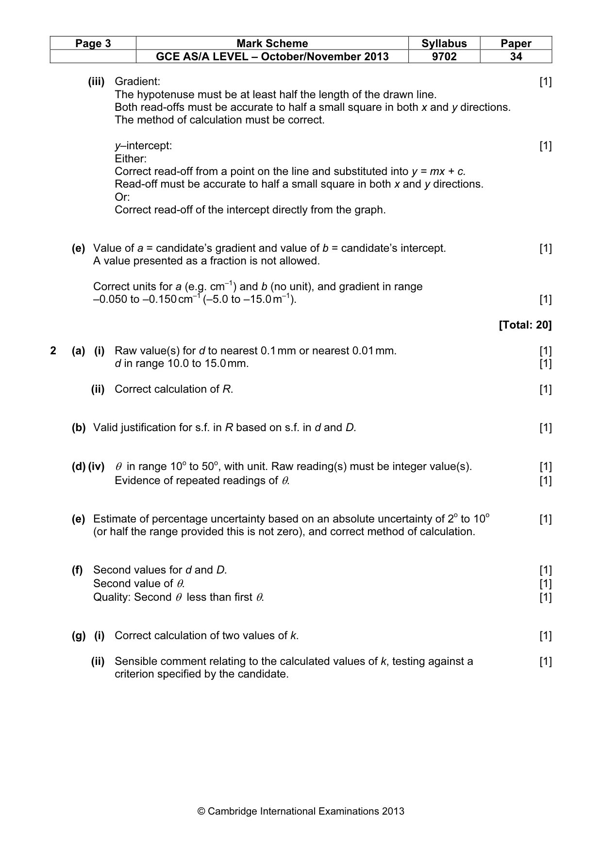 Mark scheme, page 3 of 4