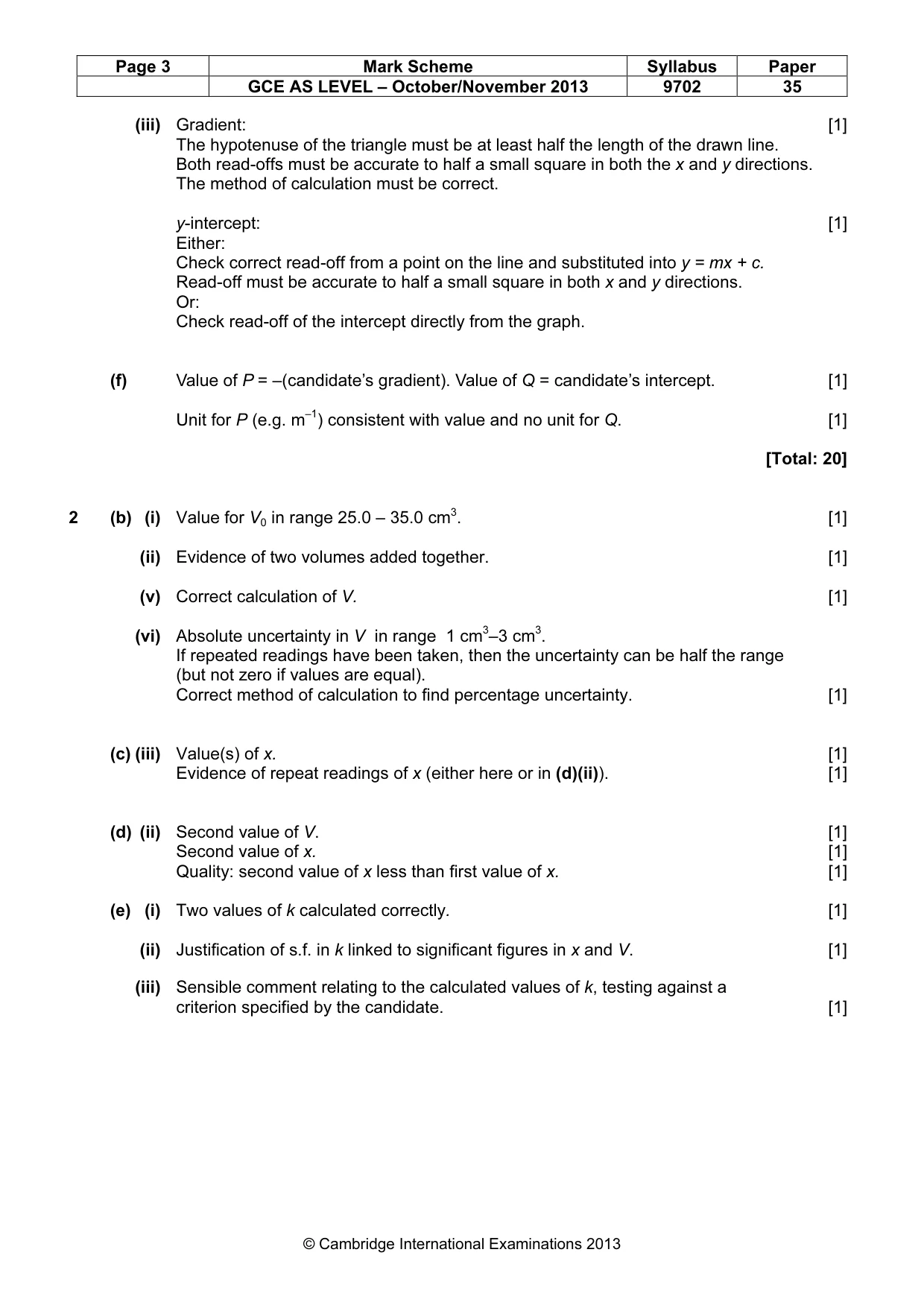 Mark scheme, page 3 of 4