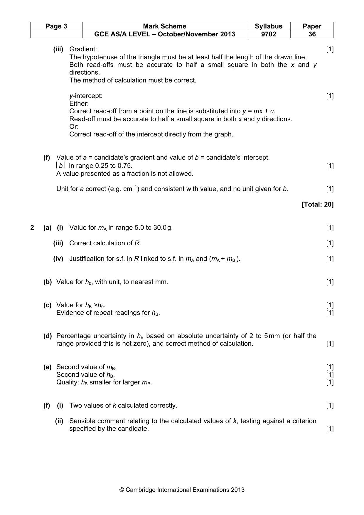 Mark scheme, page 3 of 4