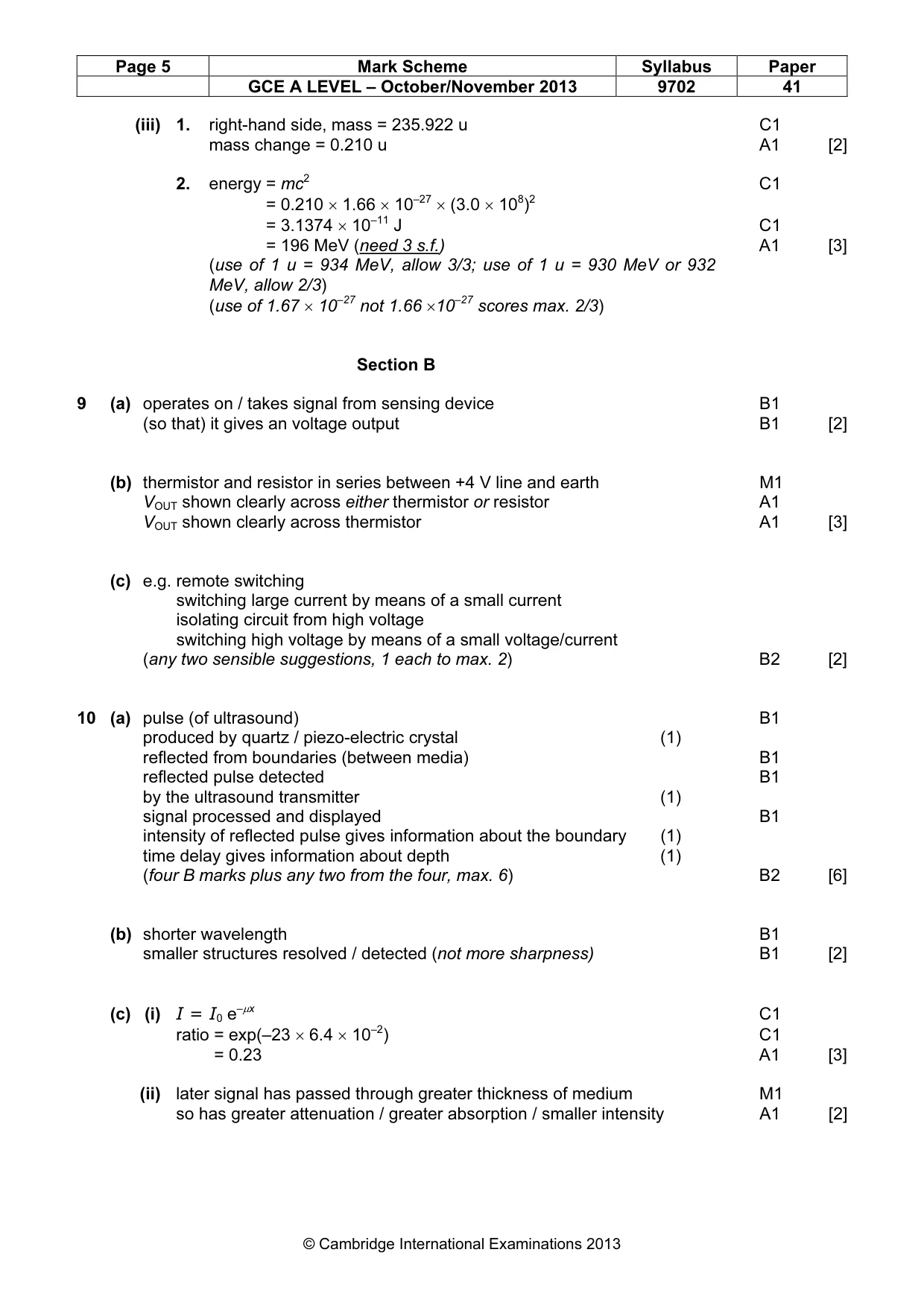 Mark scheme, page 5 of 6