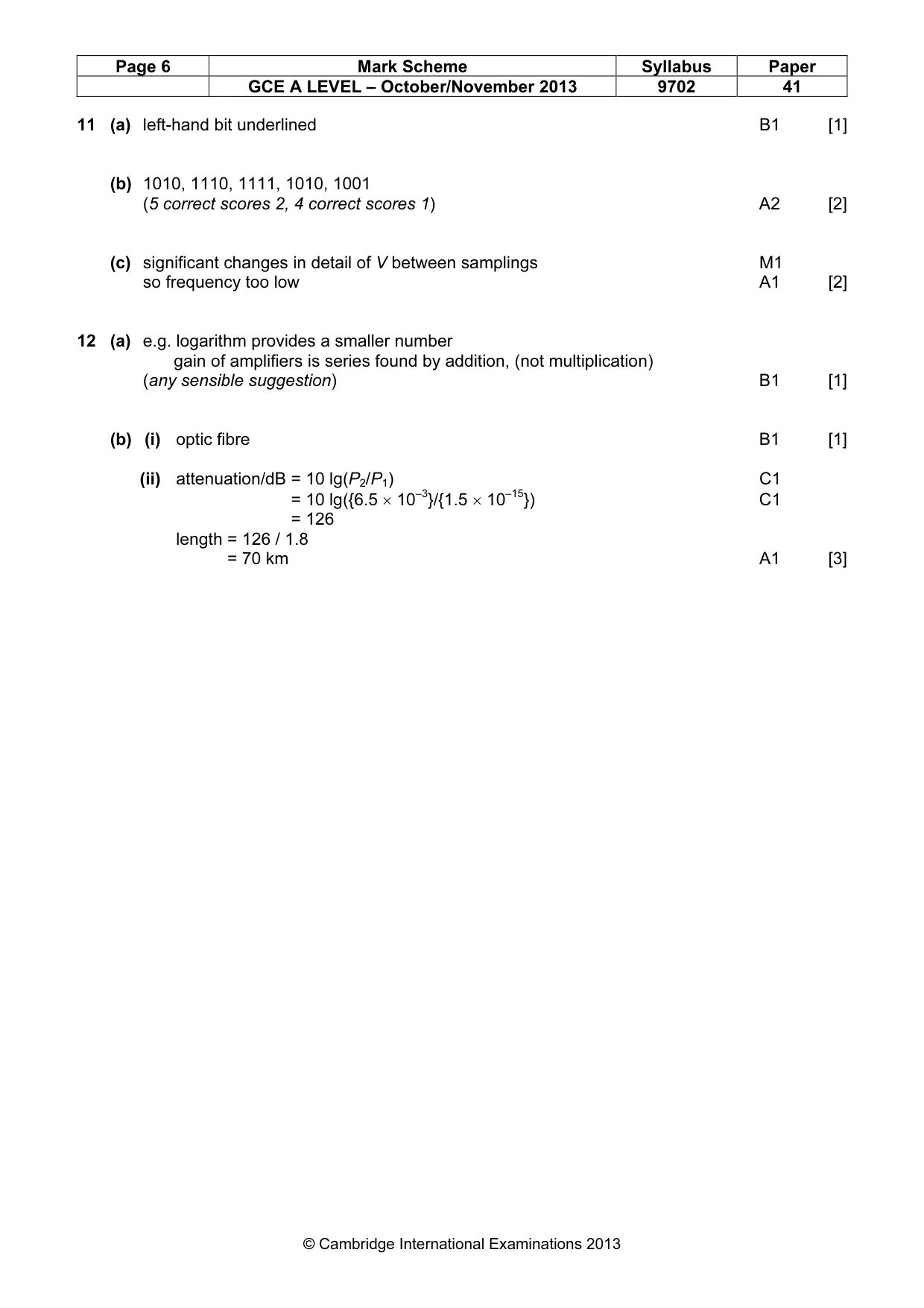 Mark scheme, page 6 of 6