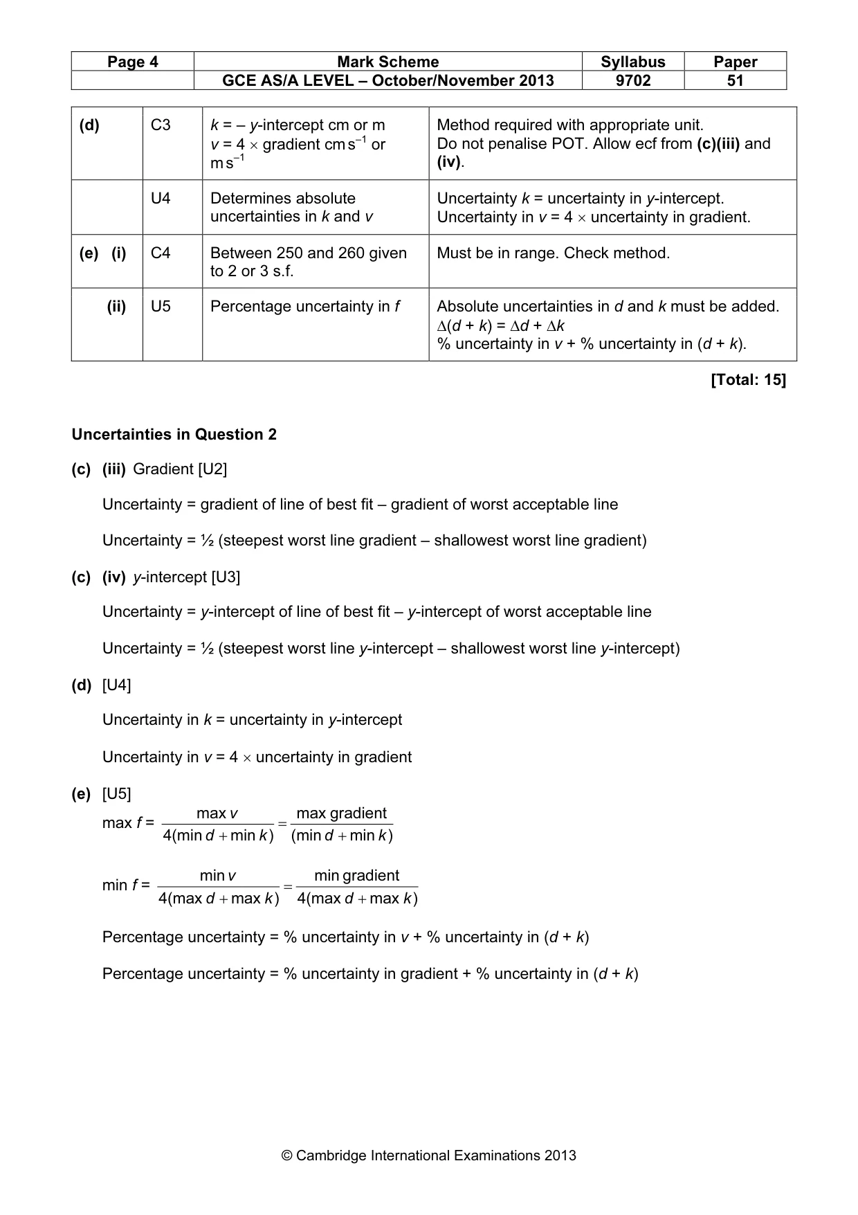 Mark scheme, page 4 of 4