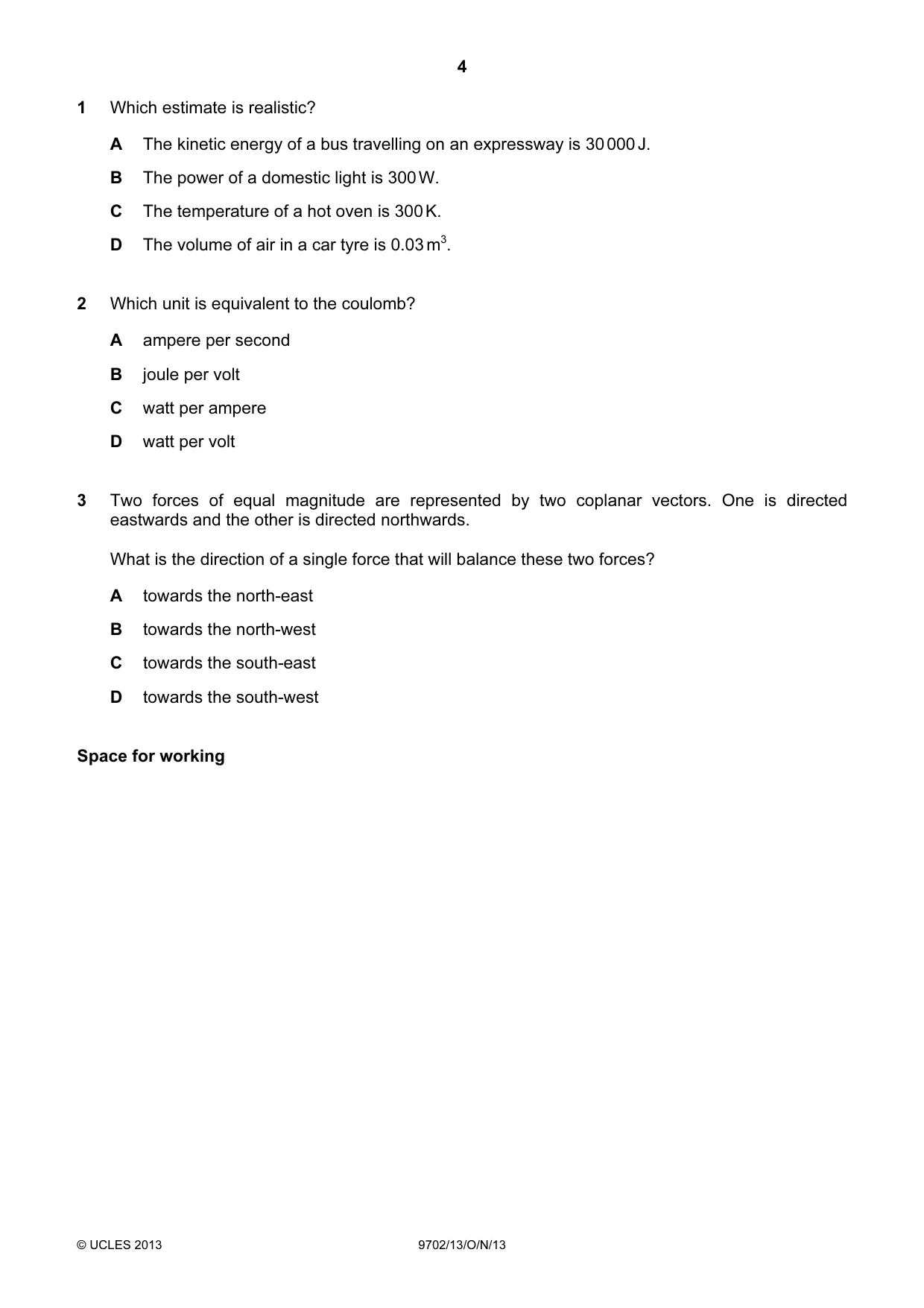 Cambridge A Level Physics 9702 2013 Oct/Nov Paper 1 · Variant 3 question paper, page 4 of 24