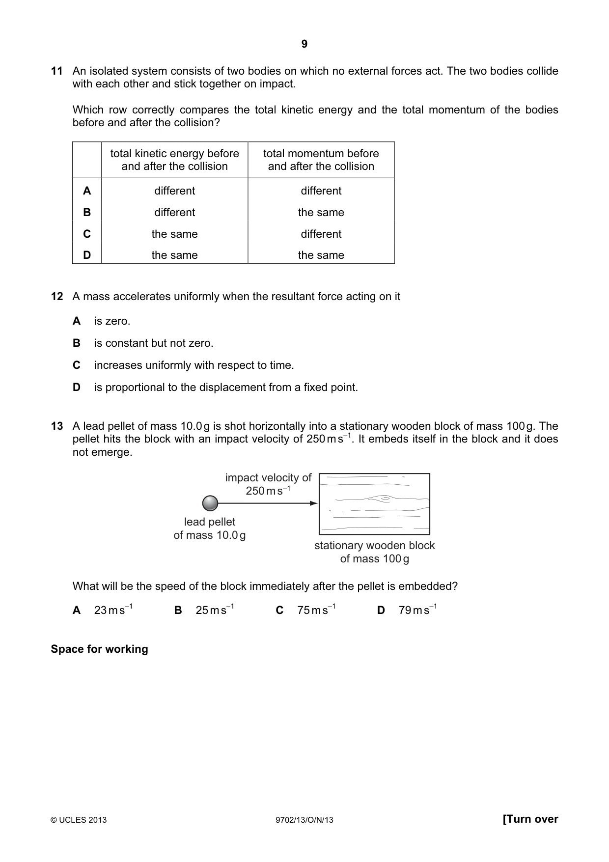 Cambridge A Level Physics 9702 2013 Oct/Nov Paper 1 · Variant 3 question paper, page 9 of 24