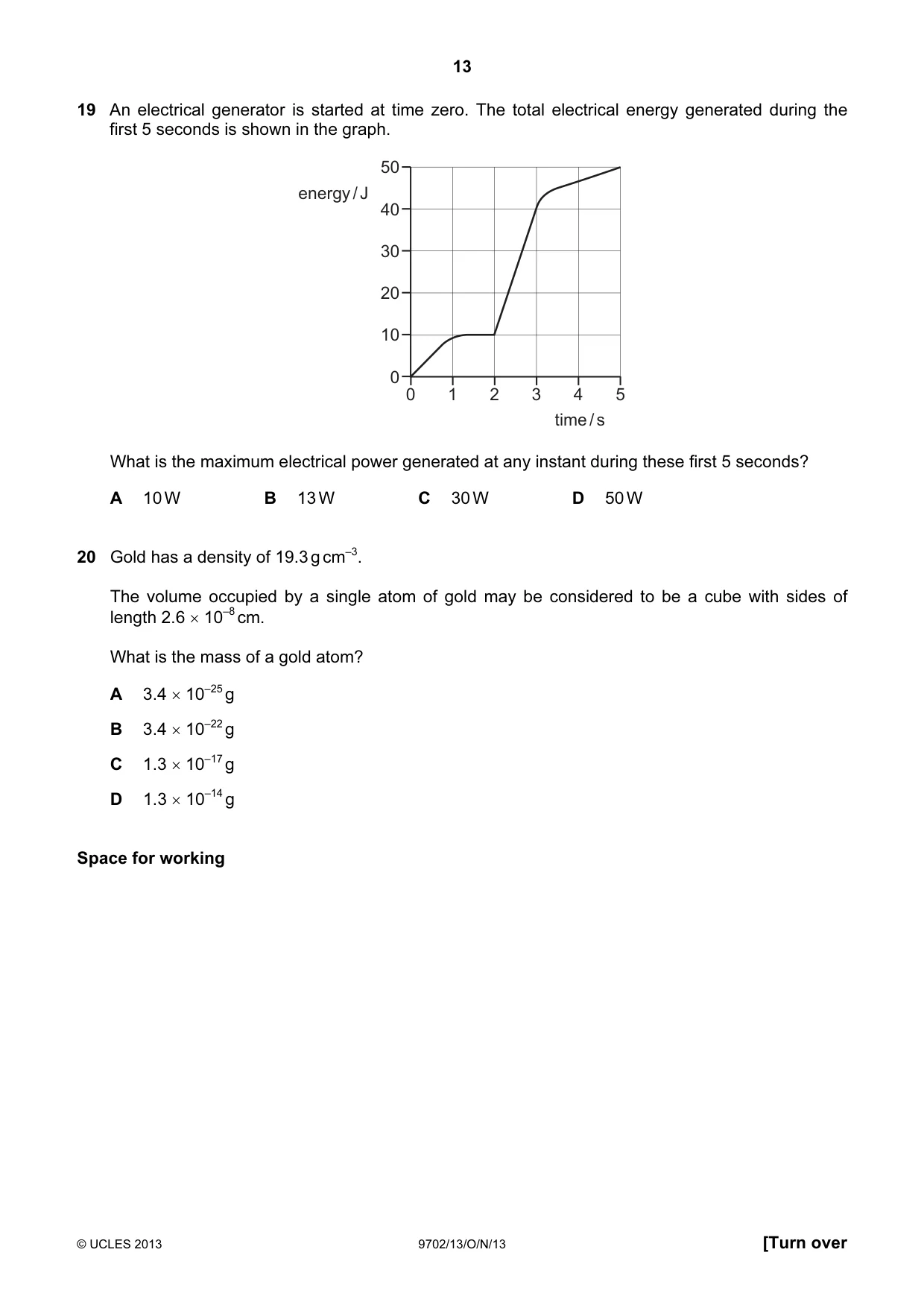 Cambridge A Level Physics 9702 2013 Oct/Nov Paper 1 · Variant 3 question paper, page 13 of 24