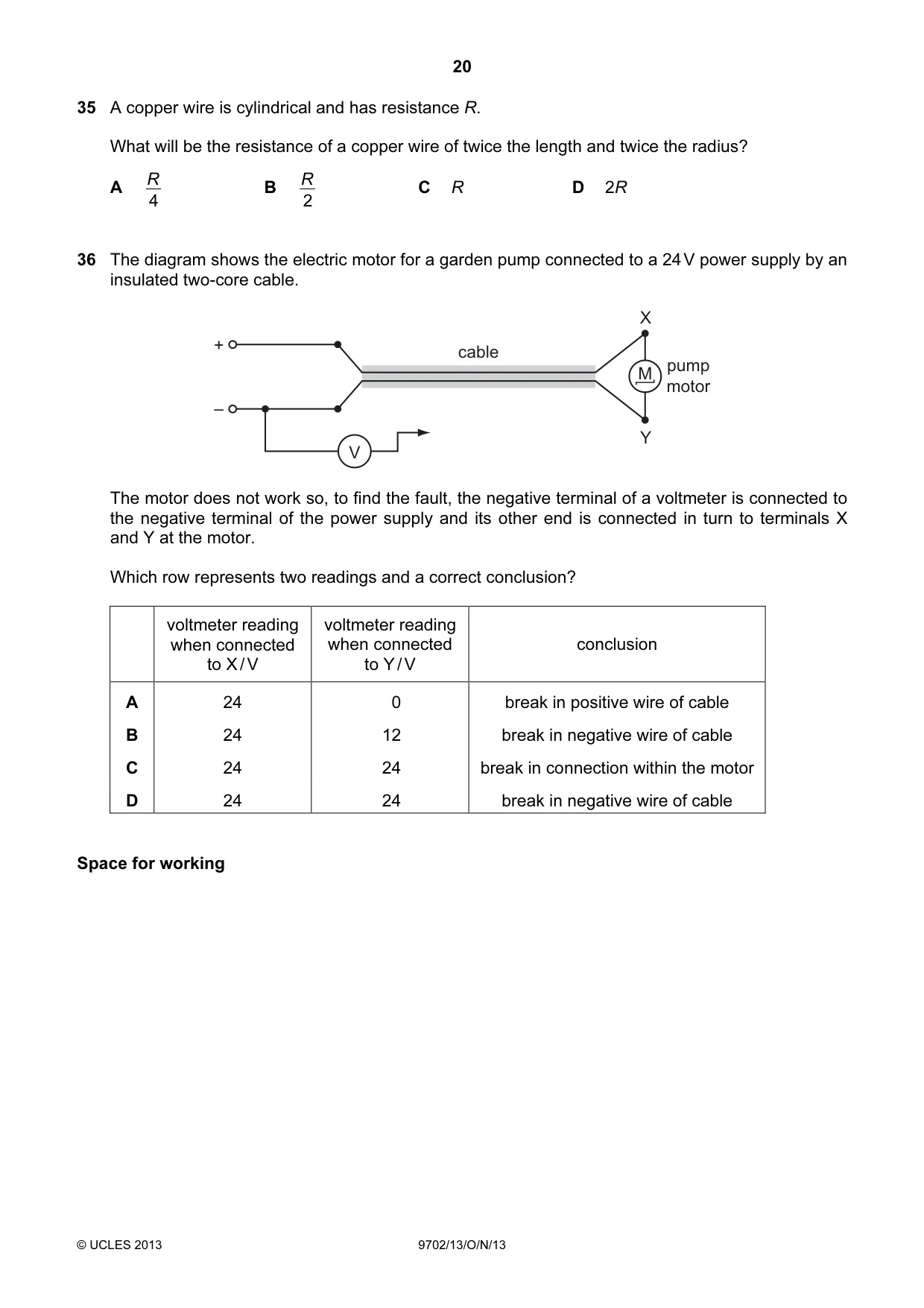 Cambridge A Level Physics 9702 2013 Oct/Nov Paper 1 · Variant 3 question paper, page 20 of 24