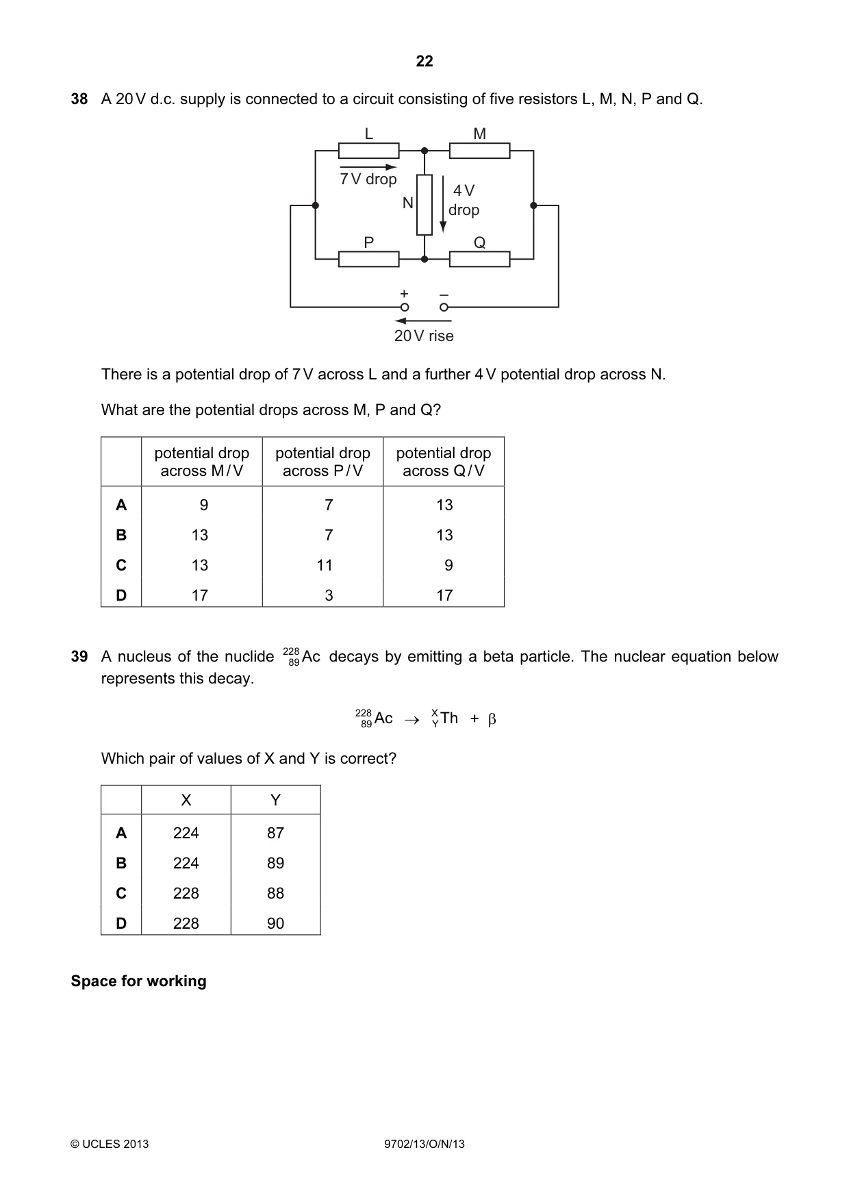 Cambridge A Level Physics 9702 2013 Oct/Nov Paper 1 · Variant 3 question paper, page 22 of 24