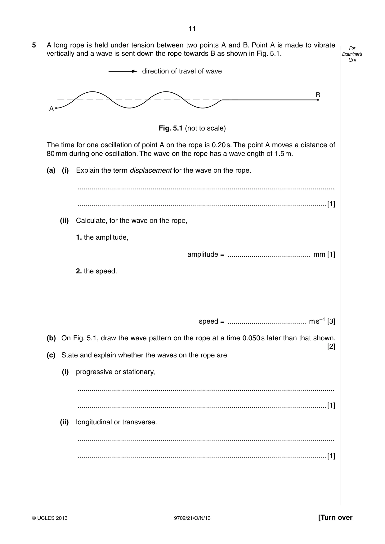 Cambridge A Level Physics 9702 2013 Oct/Nov Paper 2 · Variant 1 question paper, page 11 of 16