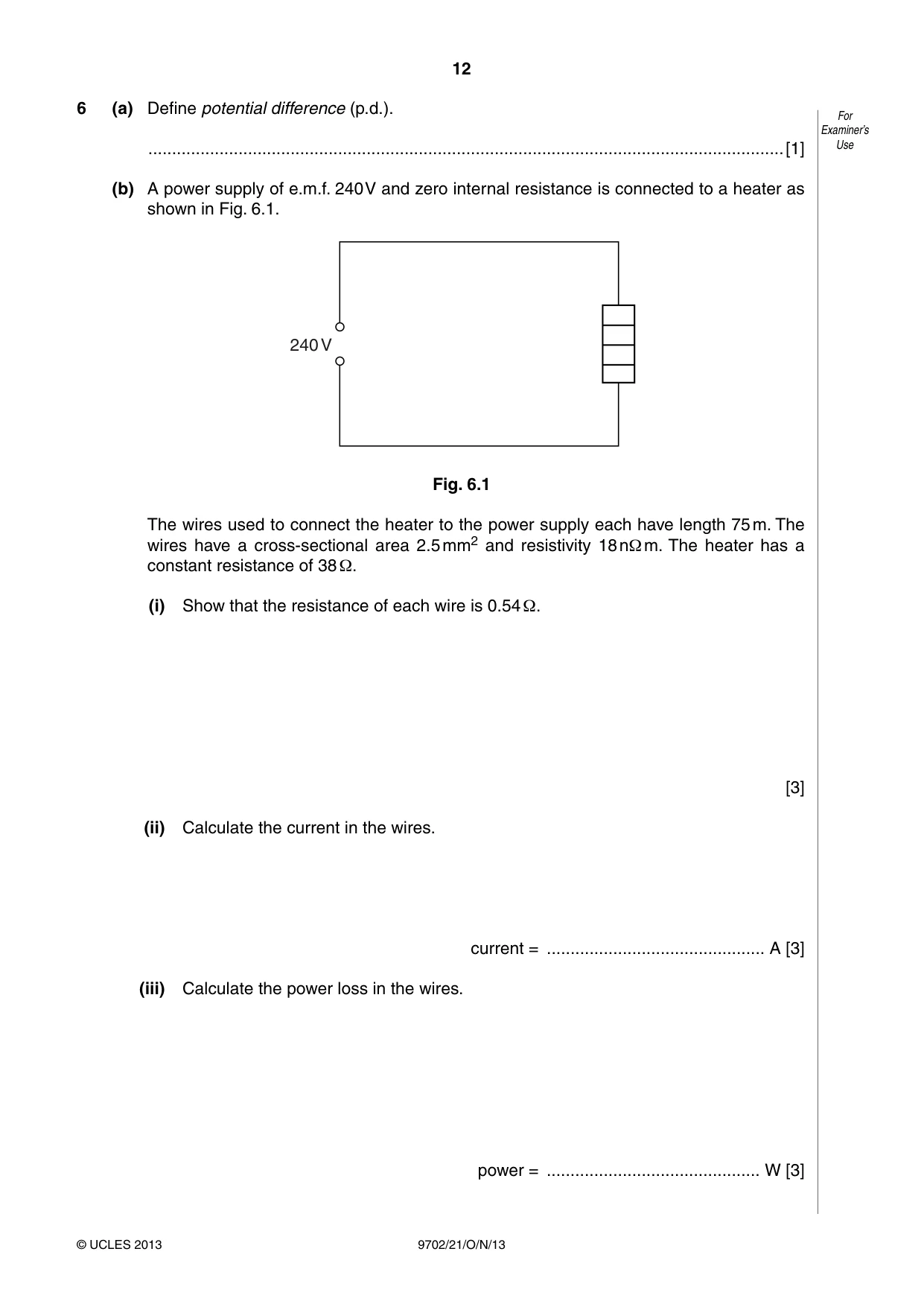 Cambridge A Level Physics 9702 2013 Oct/Nov Paper 2 · Variant 1 question paper, page 12 of 16