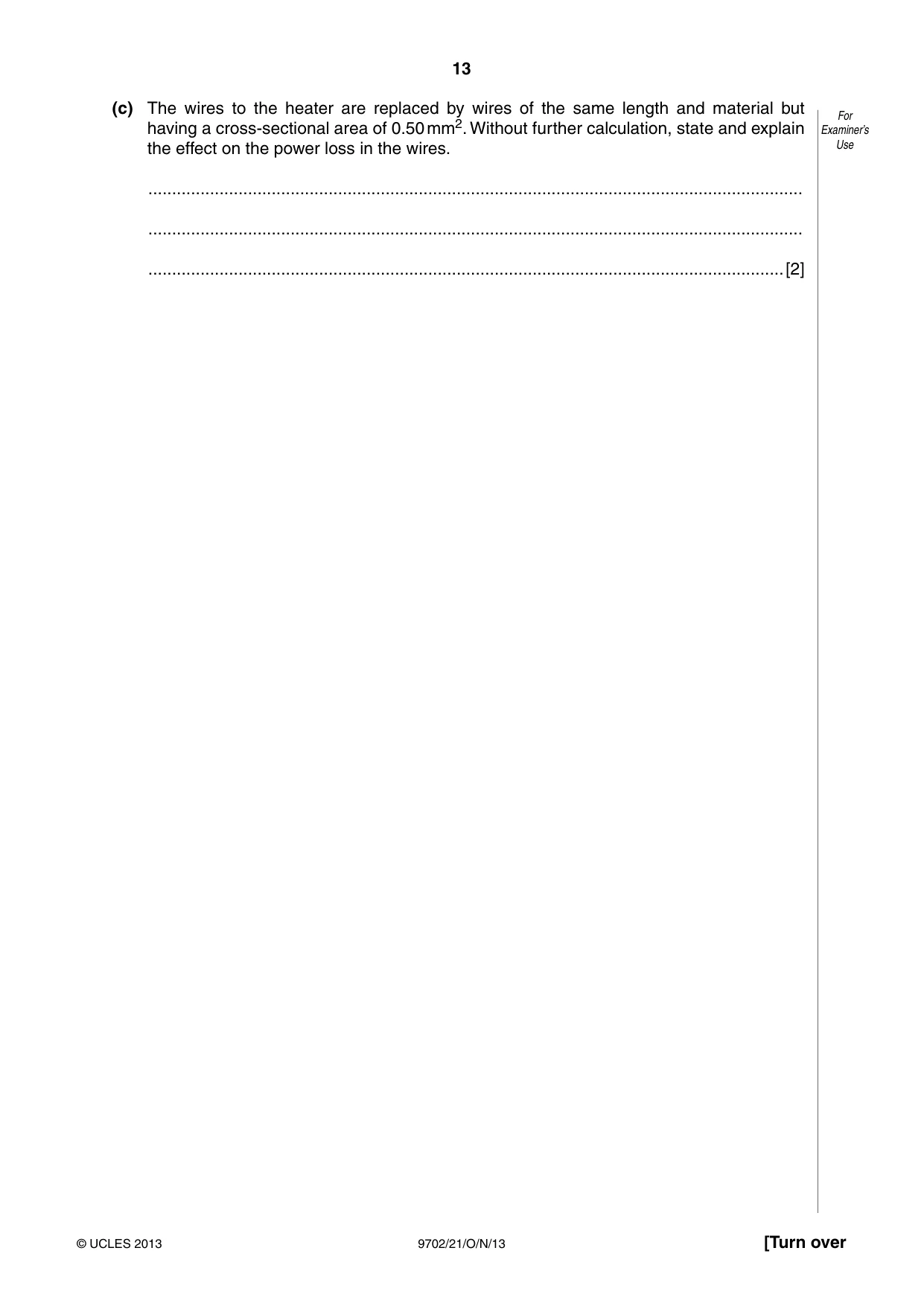 Cambridge A Level Physics 9702 2013 Oct/Nov Paper 2 · Variant 1 question paper, page 13 of 16