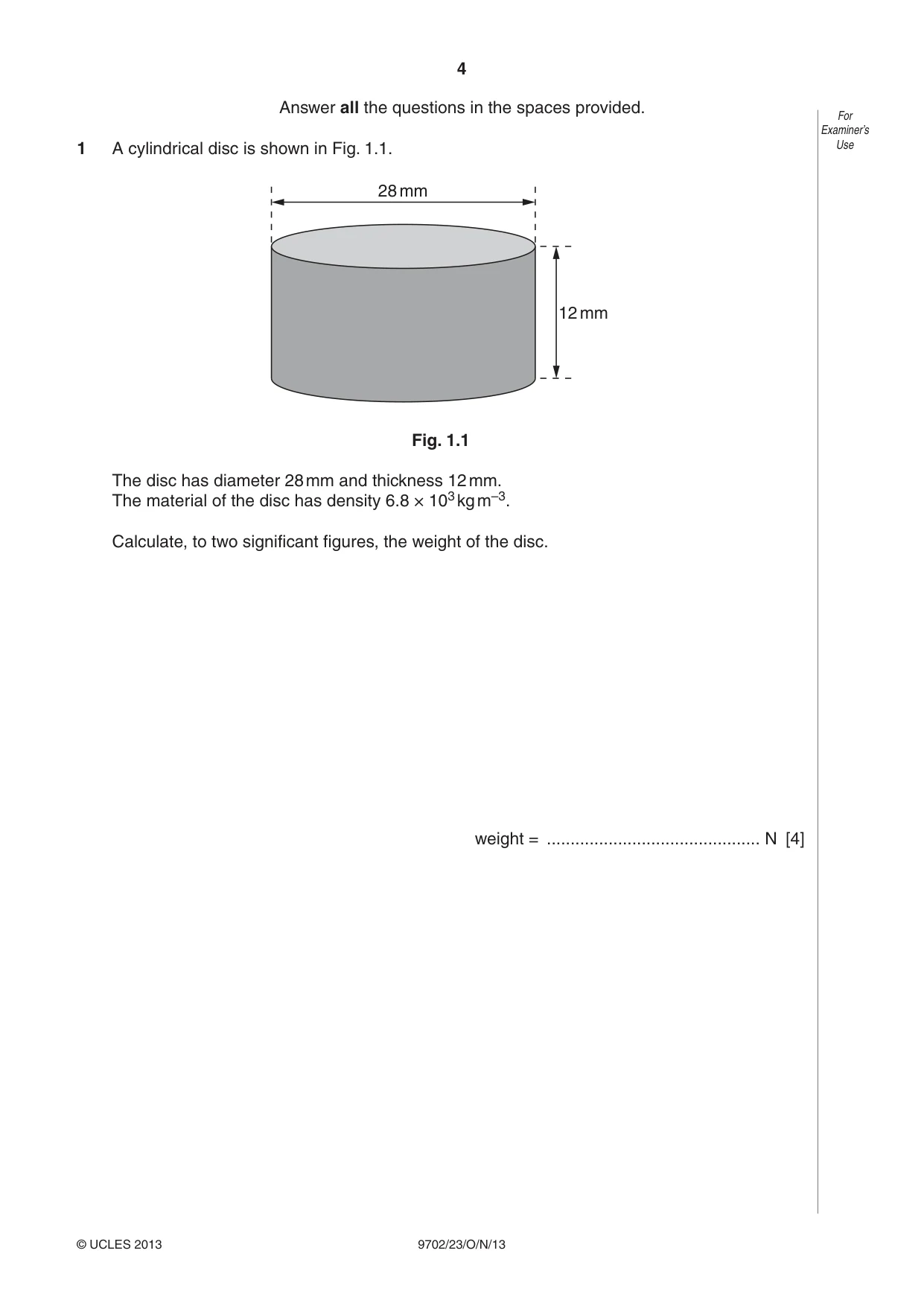 Cambridge A Level Physics 9702 2013 Oct/Nov Paper 2 · Variant 3 question paper, page 4 of 16