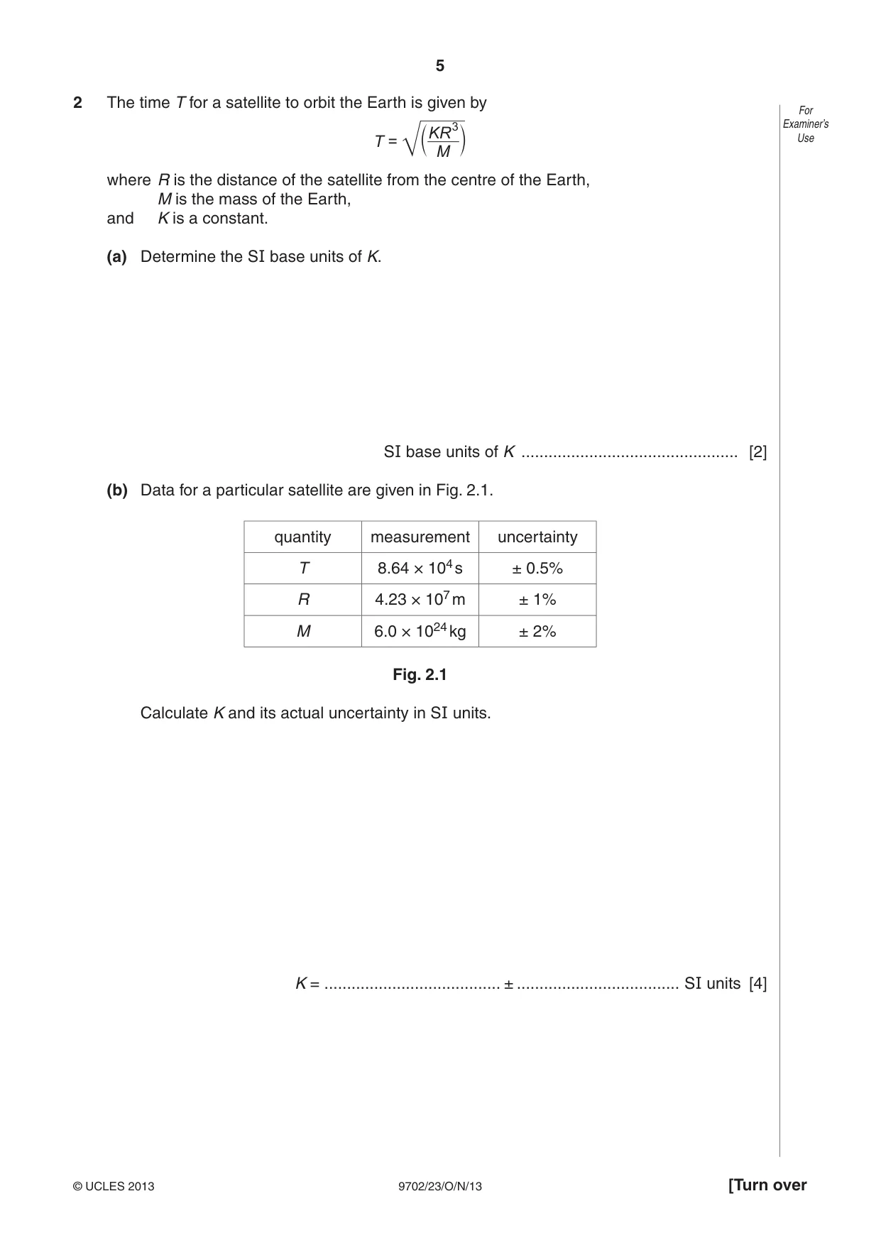 Cambridge A Level Physics 9702 2013 Oct/Nov Paper 2 · Variant 3 question paper, page 5 of 16