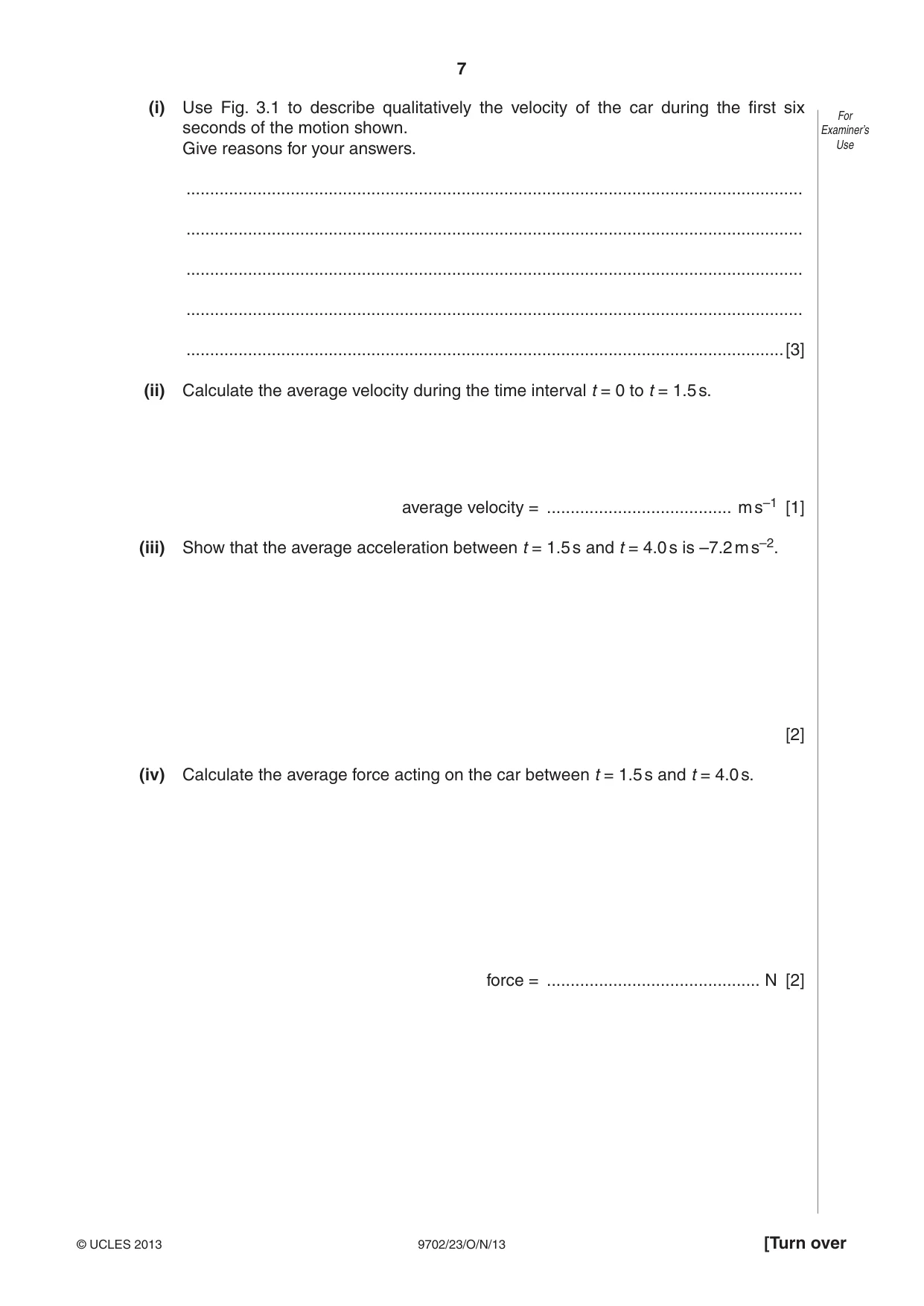 Cambridge A Level Physics 9702 2013 Oct/Nov Paper 2 · Variant 3 question paper, page 7 of 16
