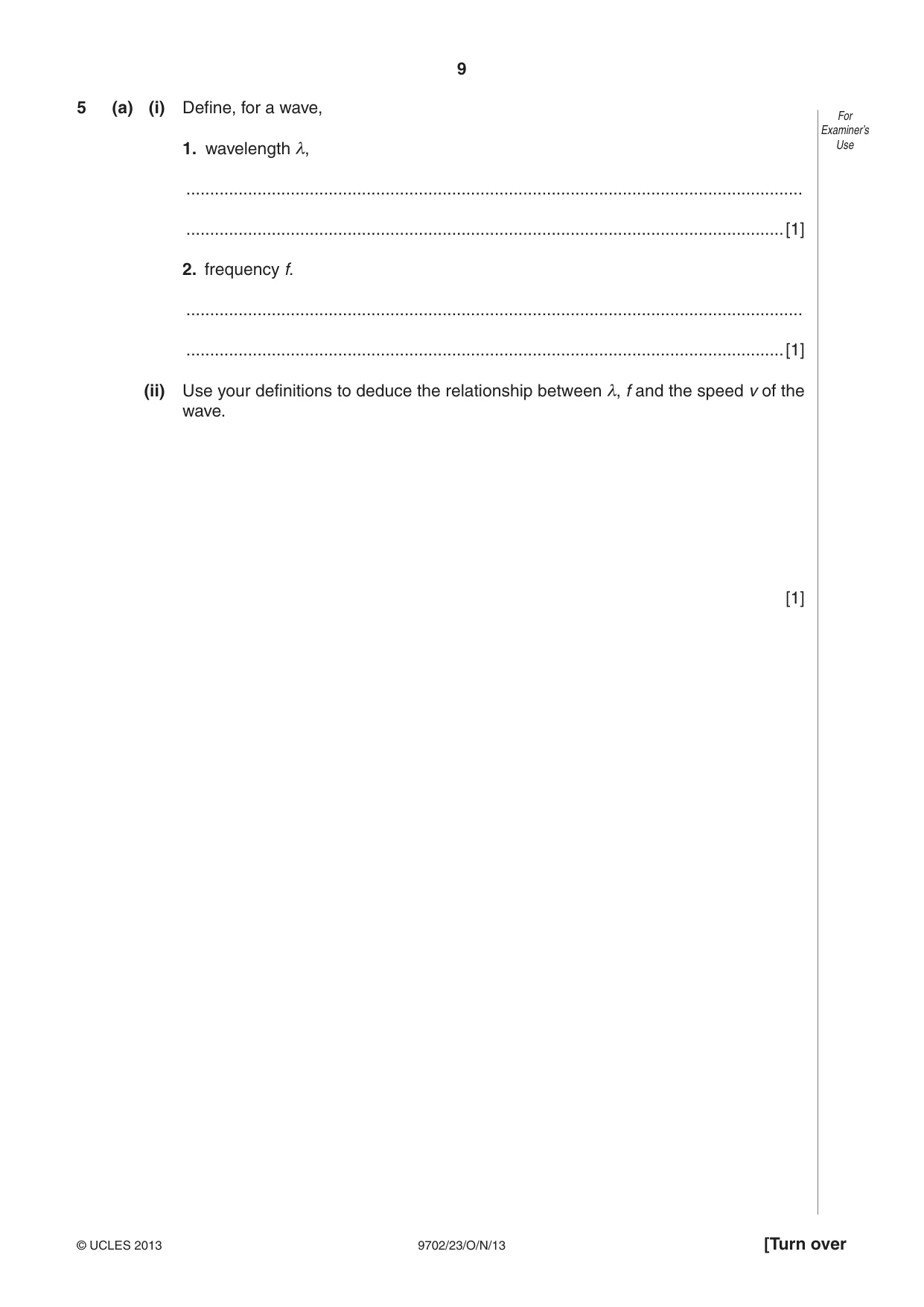 Cambridge A Level Physics 9702 2013 Oct/Nov Paper 2 · Variant 3 question paper, page 9 of 16