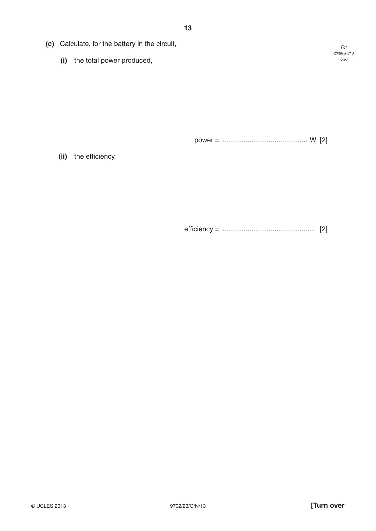 Cambridge A Level Physics 9702 2013 Oct/Nov Paper 2 · Variant 3 question paper, page 13 of 16