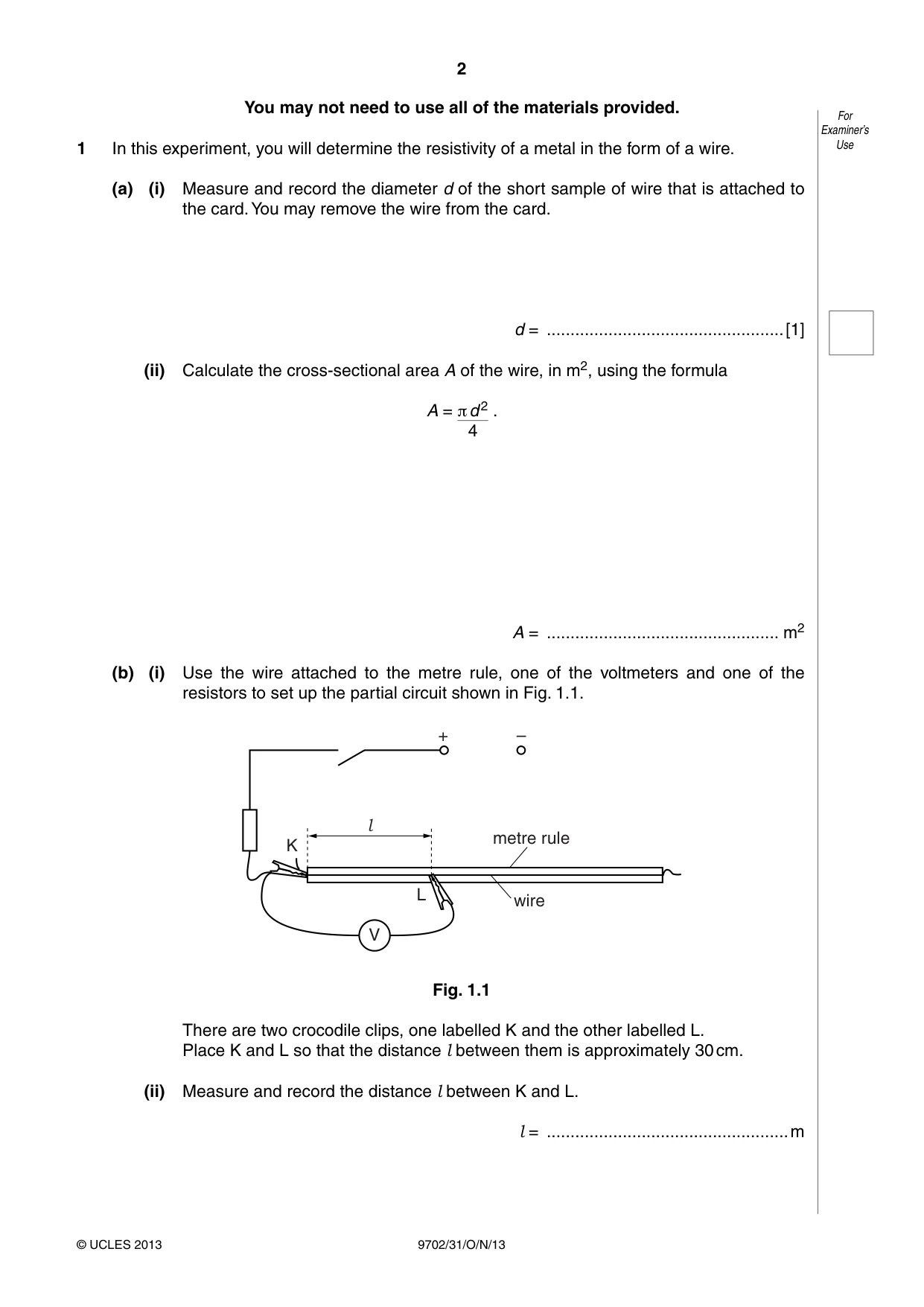 Cambridge A Level Physics 9702 2013 Oct/Nov Paper 3 · Variant 1 question paper, page 2 of 12