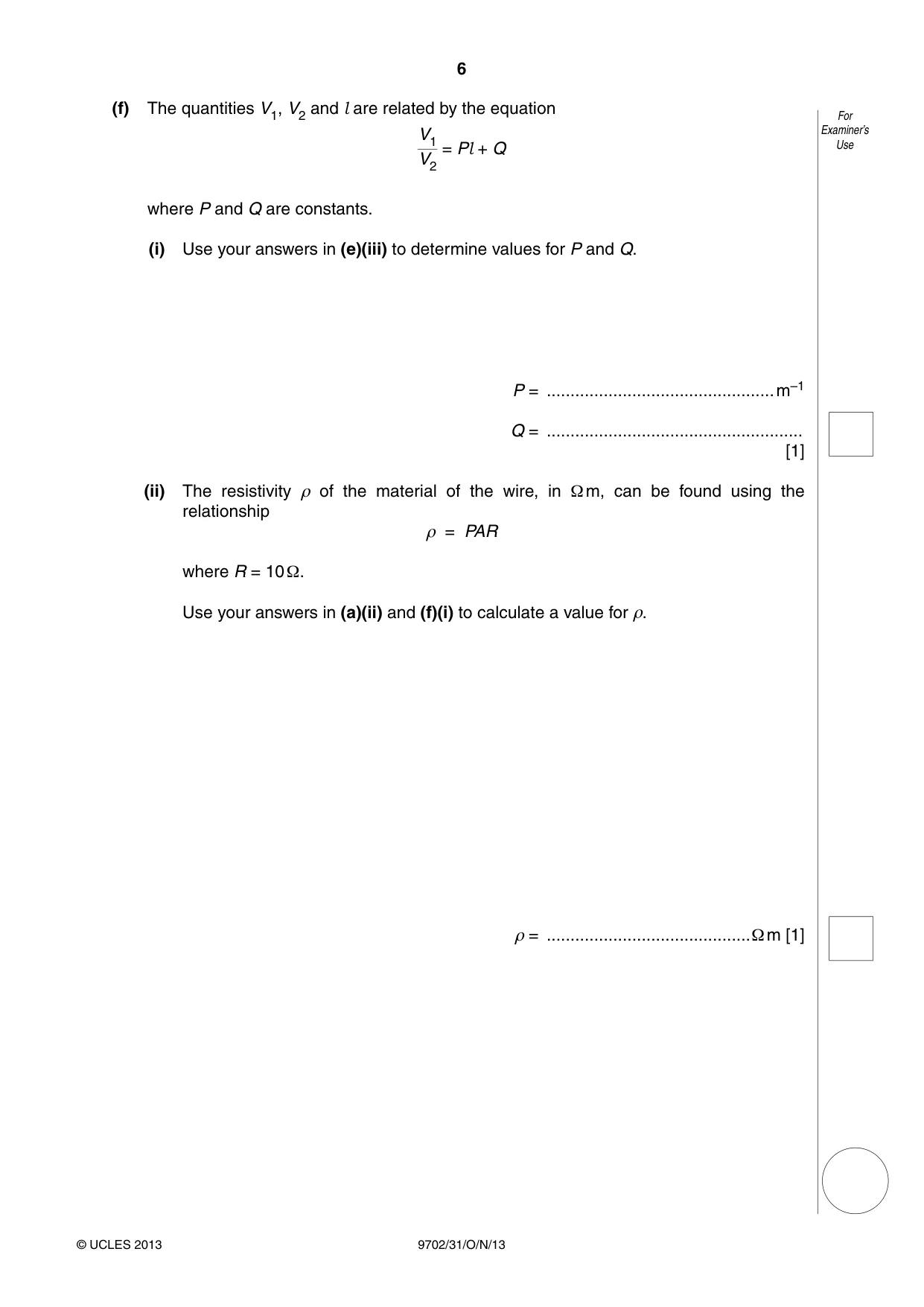 Cambridge A Level Physics 9702 2013 Oct/Nov Paper 3 · Variant 1 question paper, page 6 of 12