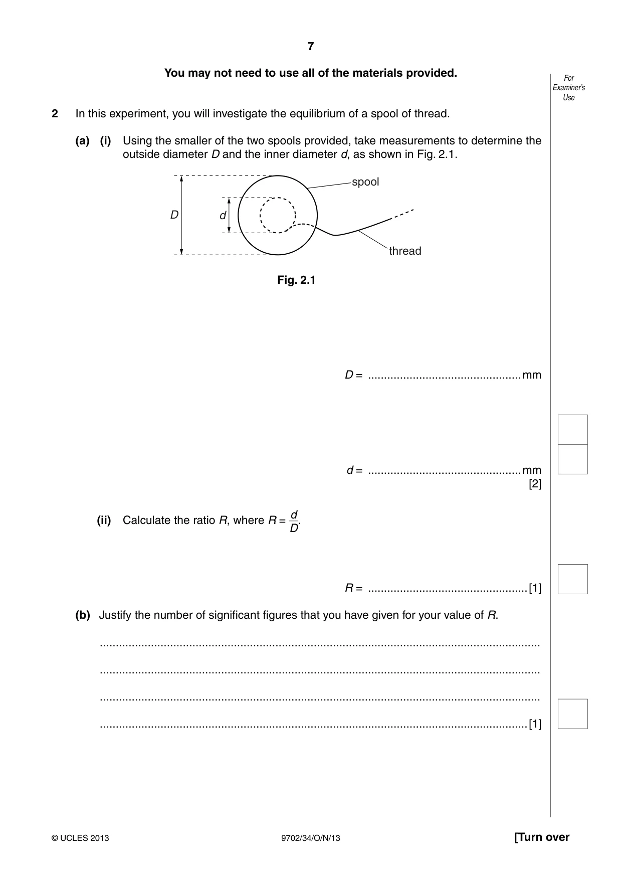 Cambridge A Level Physics 9702 2013 Oct/Nov Paper 3 · Variant 4 question paper, page 7 of 12
