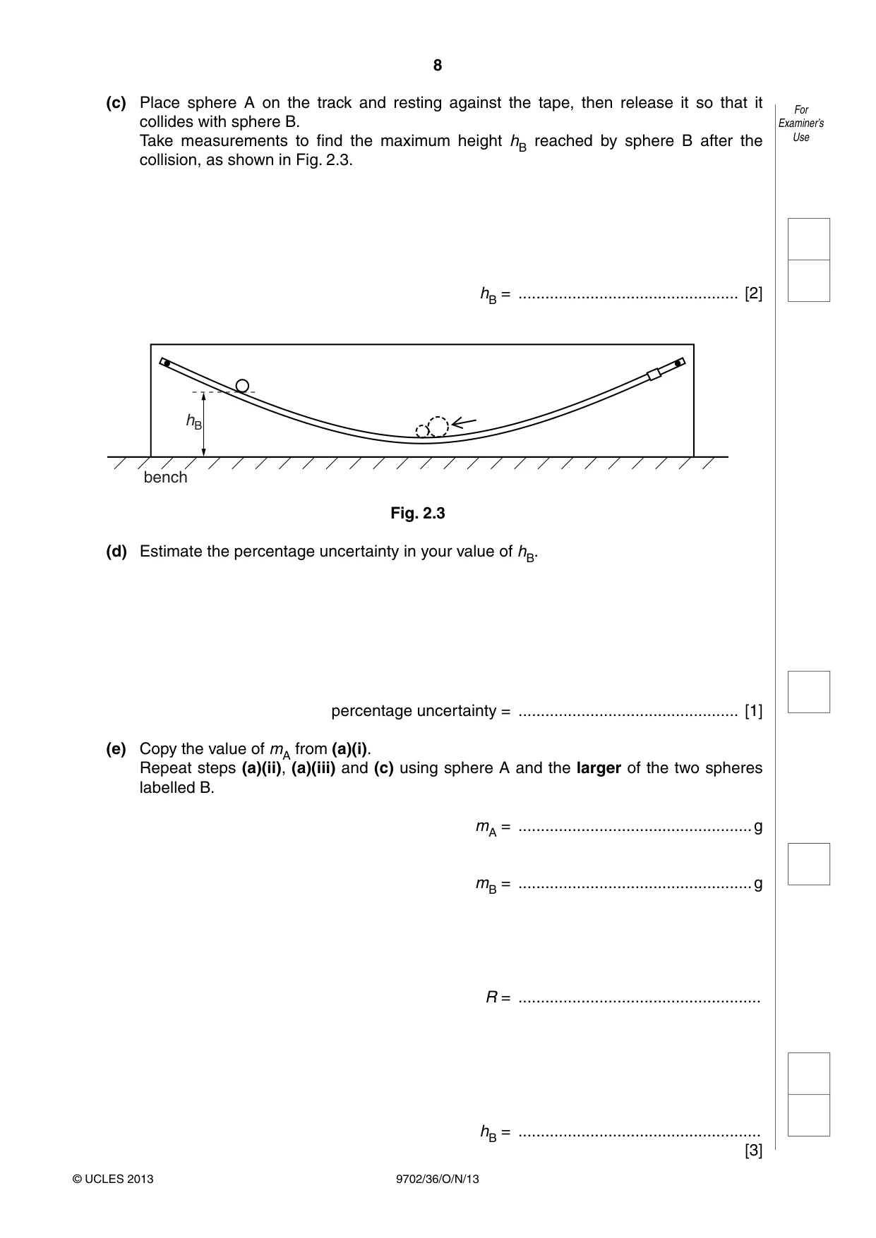 Cambridge A Level Physics 9702 2013 Oct/Nov Paper 3 · Variant 6 question paper, page 8 of 12