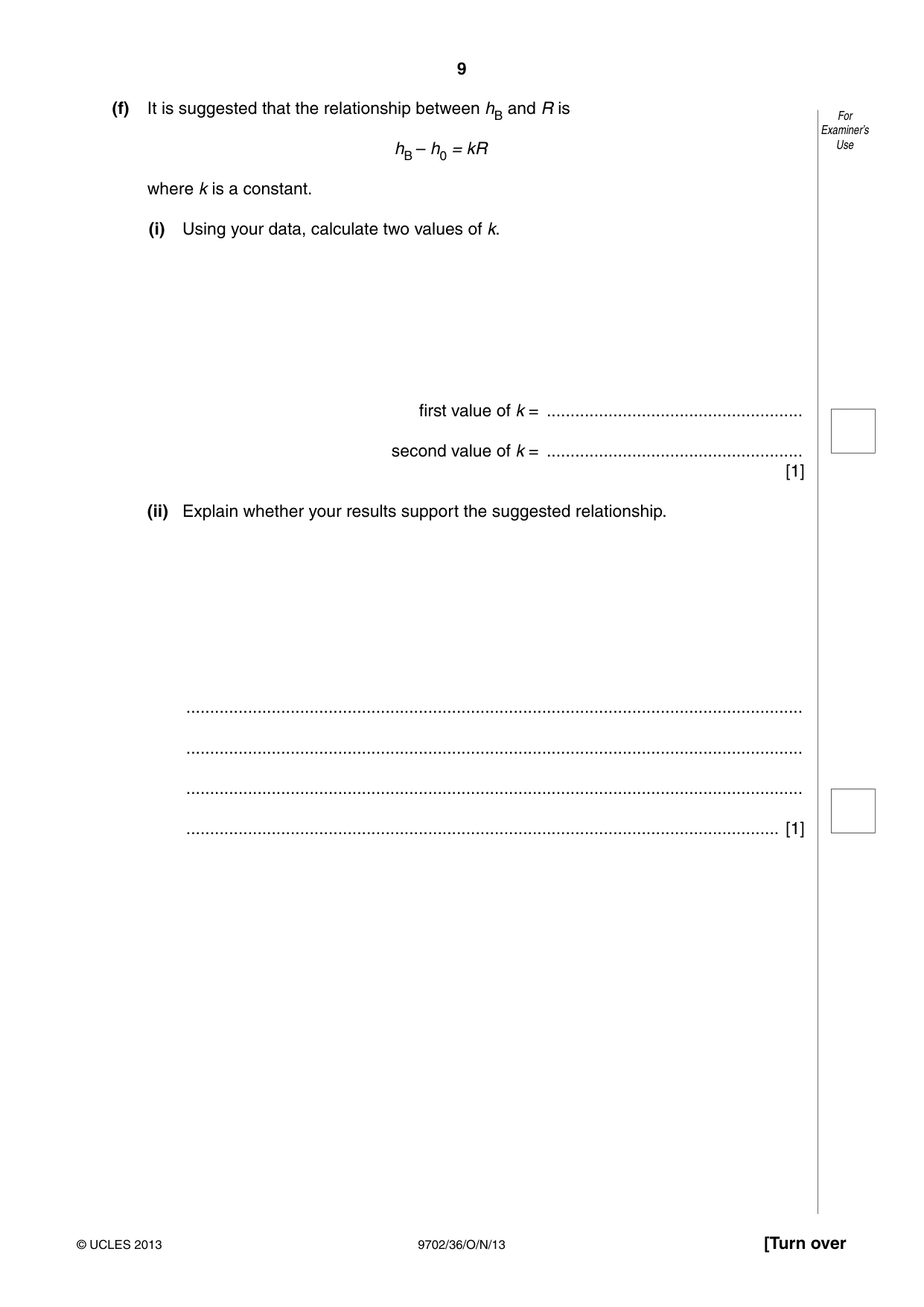 Cambridge A Level Physics 9702 2013 Oct/Nov Paper 3 · Variant 6 question paper, page 9 of 12