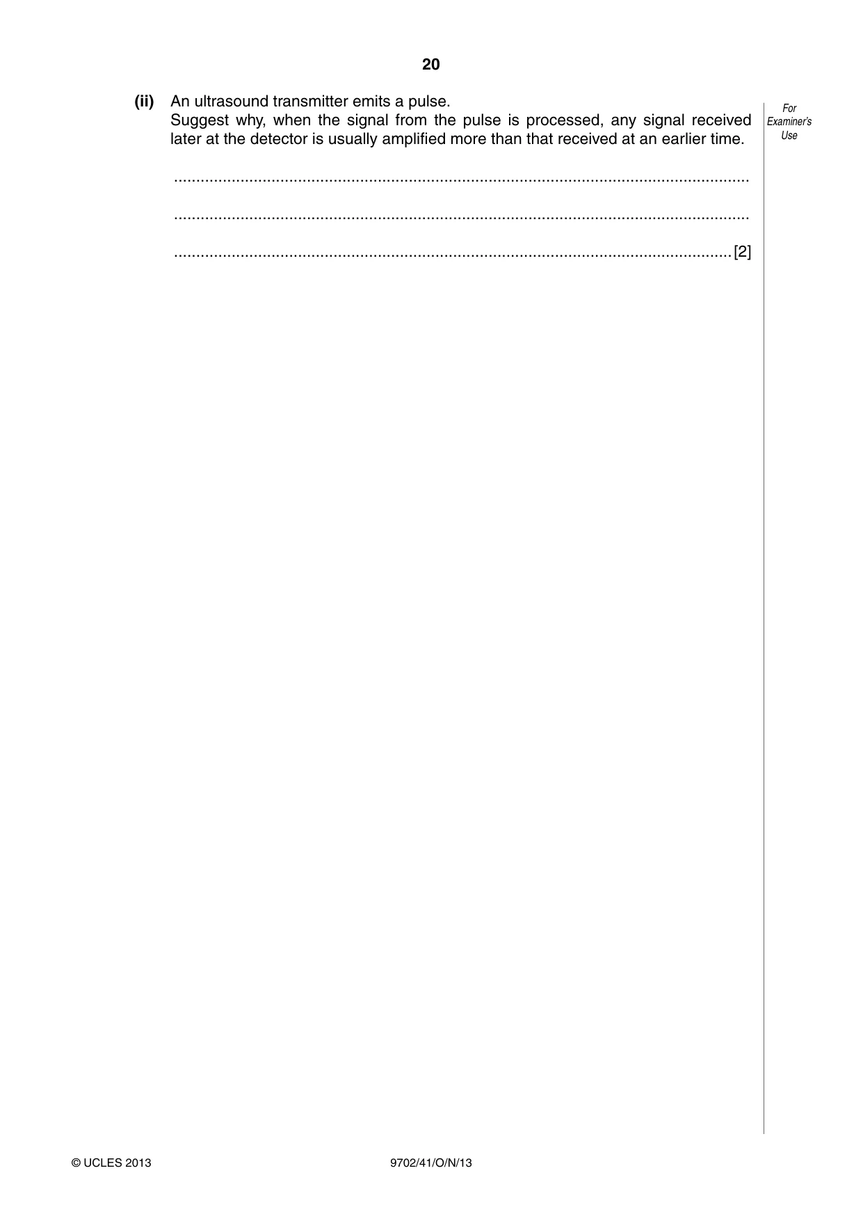 Cambridge A Level Physics 9702 2013 Oct/Nov Paper 4 · Variant 1 question paper, page 20 of 24