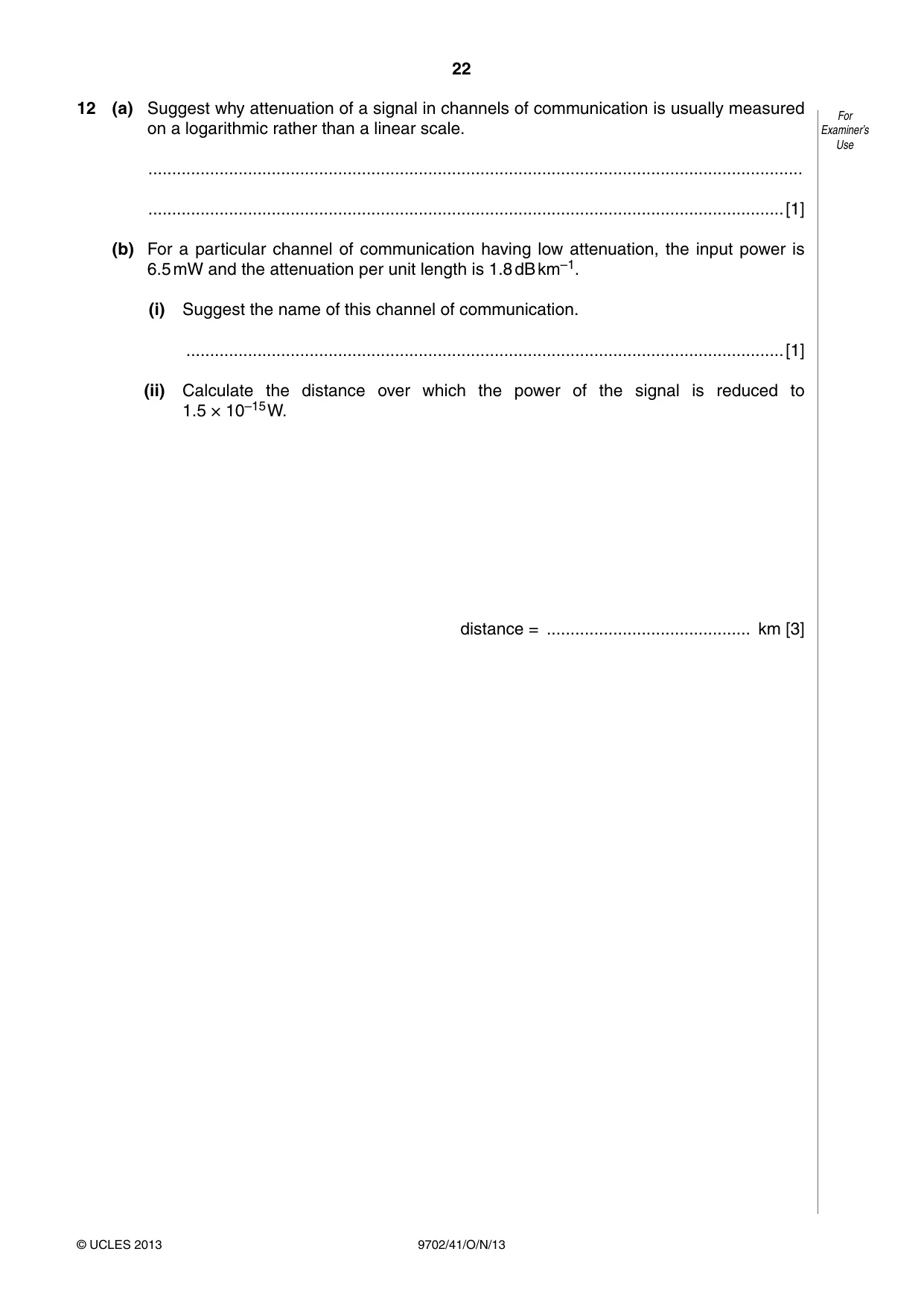 Cambridge A Level Physics 9702 2013 Oct/Nov Paper 4 · Variant 1 question paper, page 22 of 24