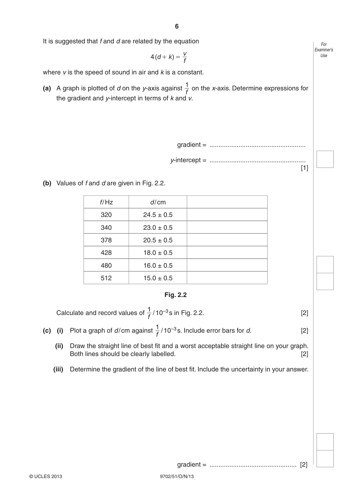 Cambridge A Level Physics 9702 2013 Oct/Nov Paper 5 · Variant 1 question paper, page 6 of 8